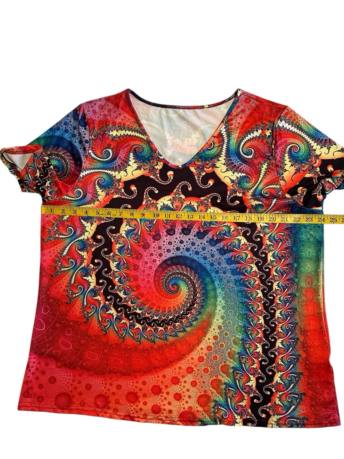Hippie Eclectic Psychedelic Art Tunic Top Blouse Womens 2X Multicolor Festival