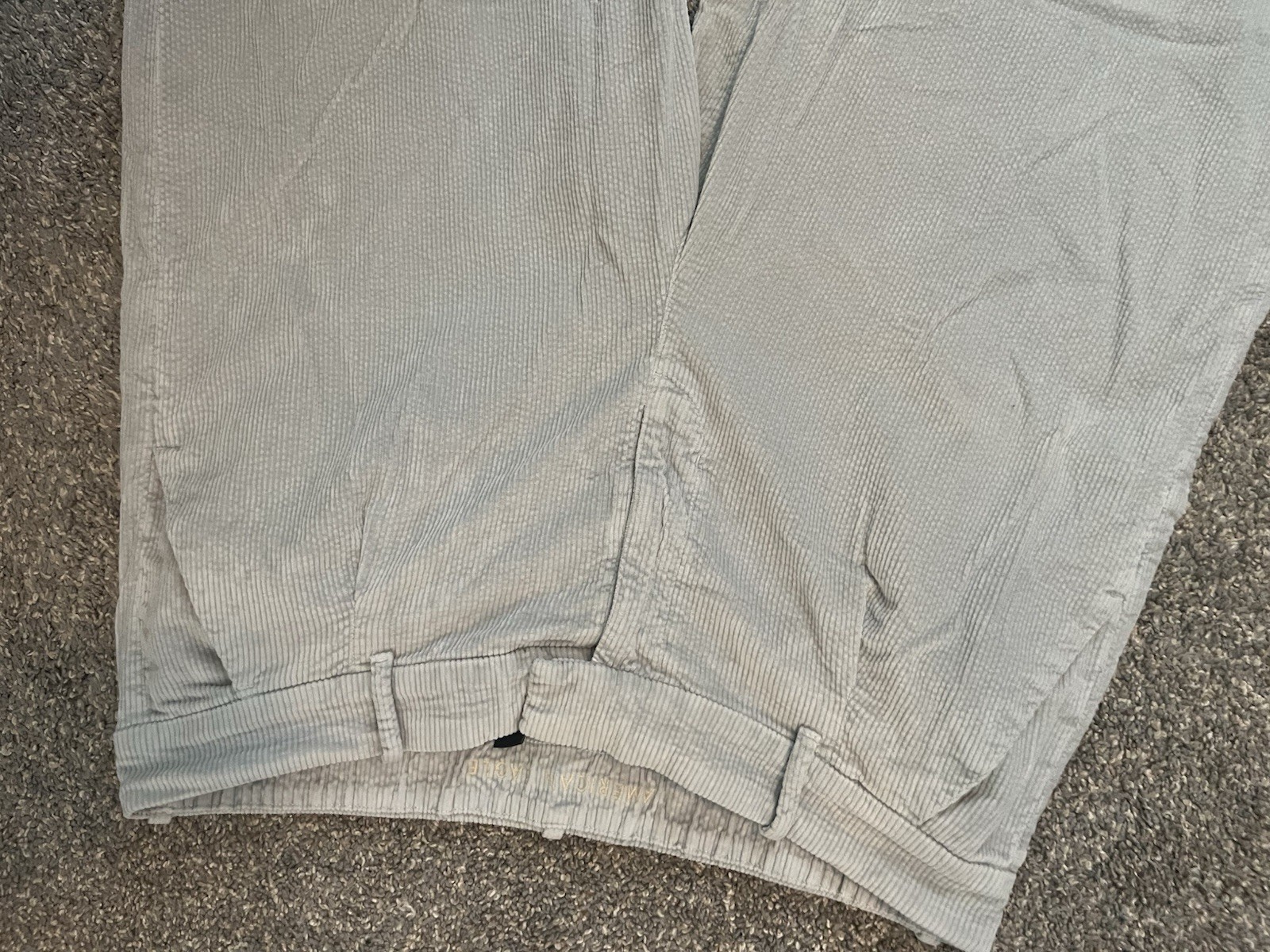 American Eagle Light Blue/Gray Corduroy Wide Leg Trousers Women 16 long