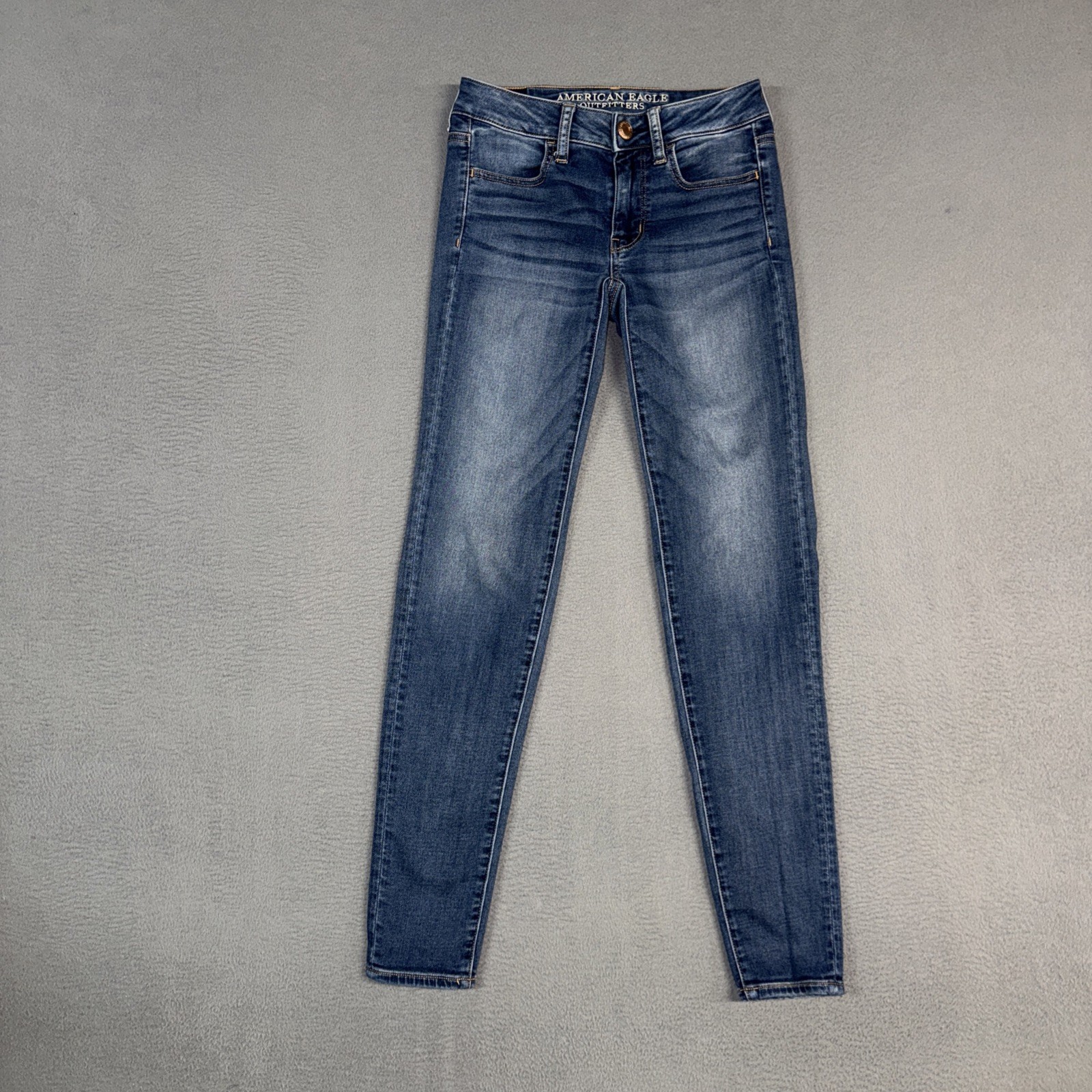 American Eagle Jeans Womens 0 Long Blue Jegging Ankle Stretch Distressed Denim