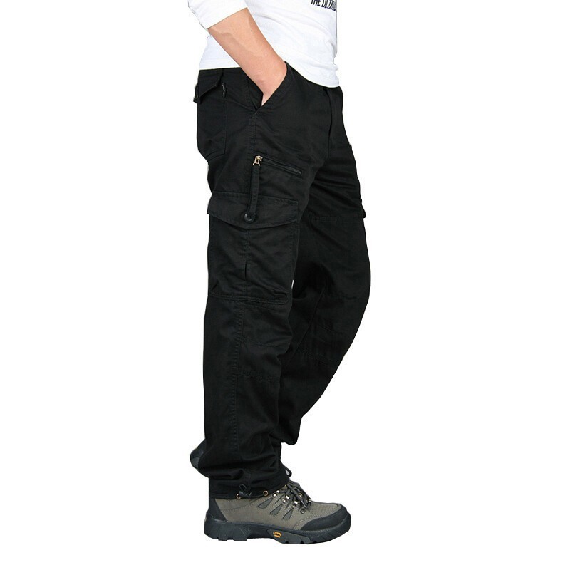 US Men’s Elastic Waist Cargo Pants Cotton Work Outdoor Utility Trousers Pant