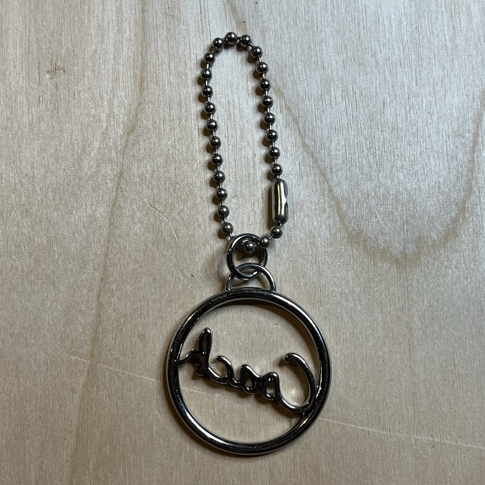 COACH ROUND SCRIPT Logo Silver Nickel Metal Key Fob Bag Charm Keychain Hang Tag