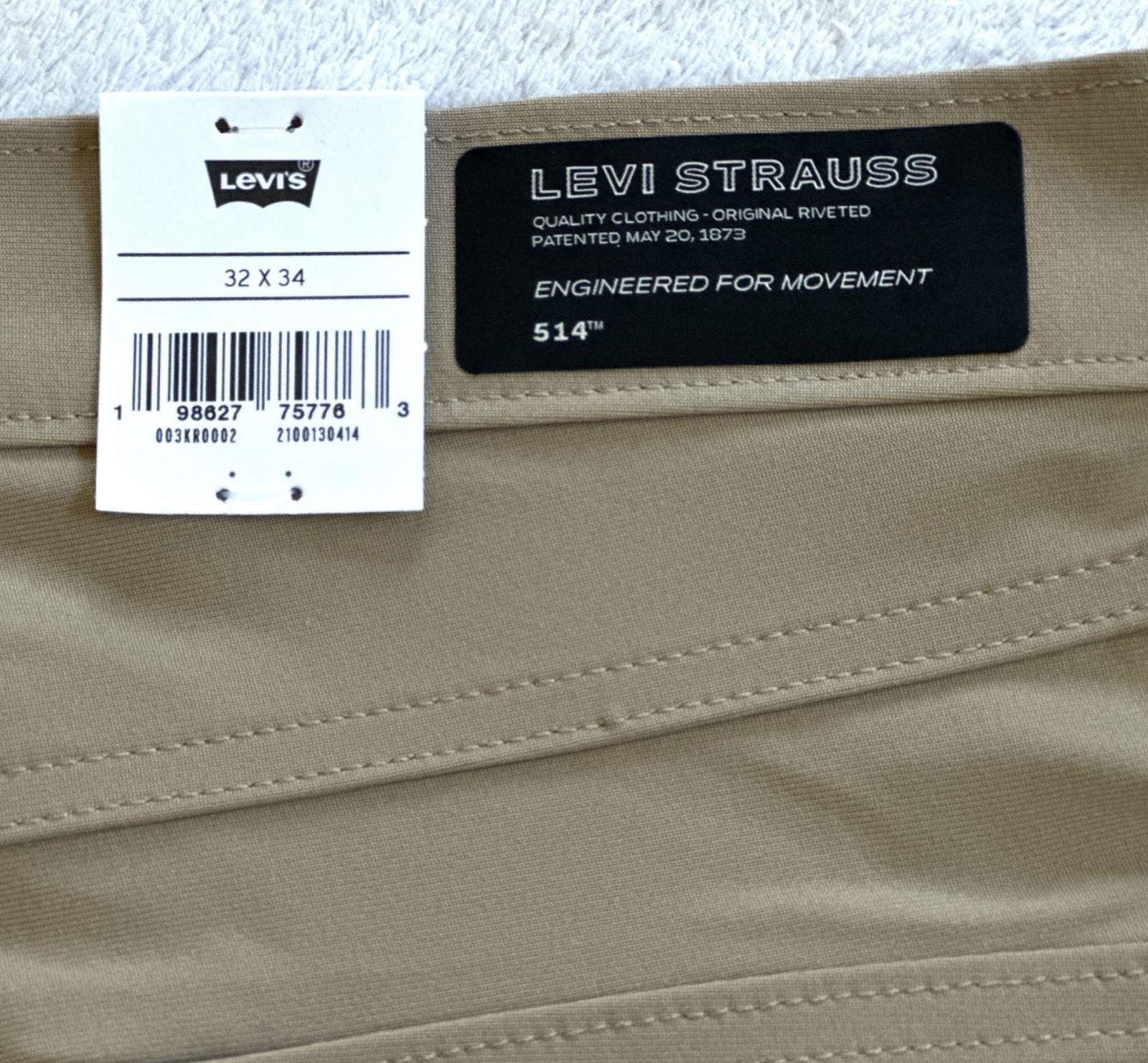 Levi’s Men’s 514 Straight Tech Pants, Beige