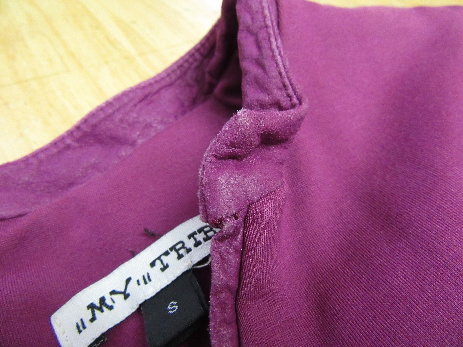 My Tribe V-Neck Real Leather Trim Sleeveless Solid Purple A line Dress Size S