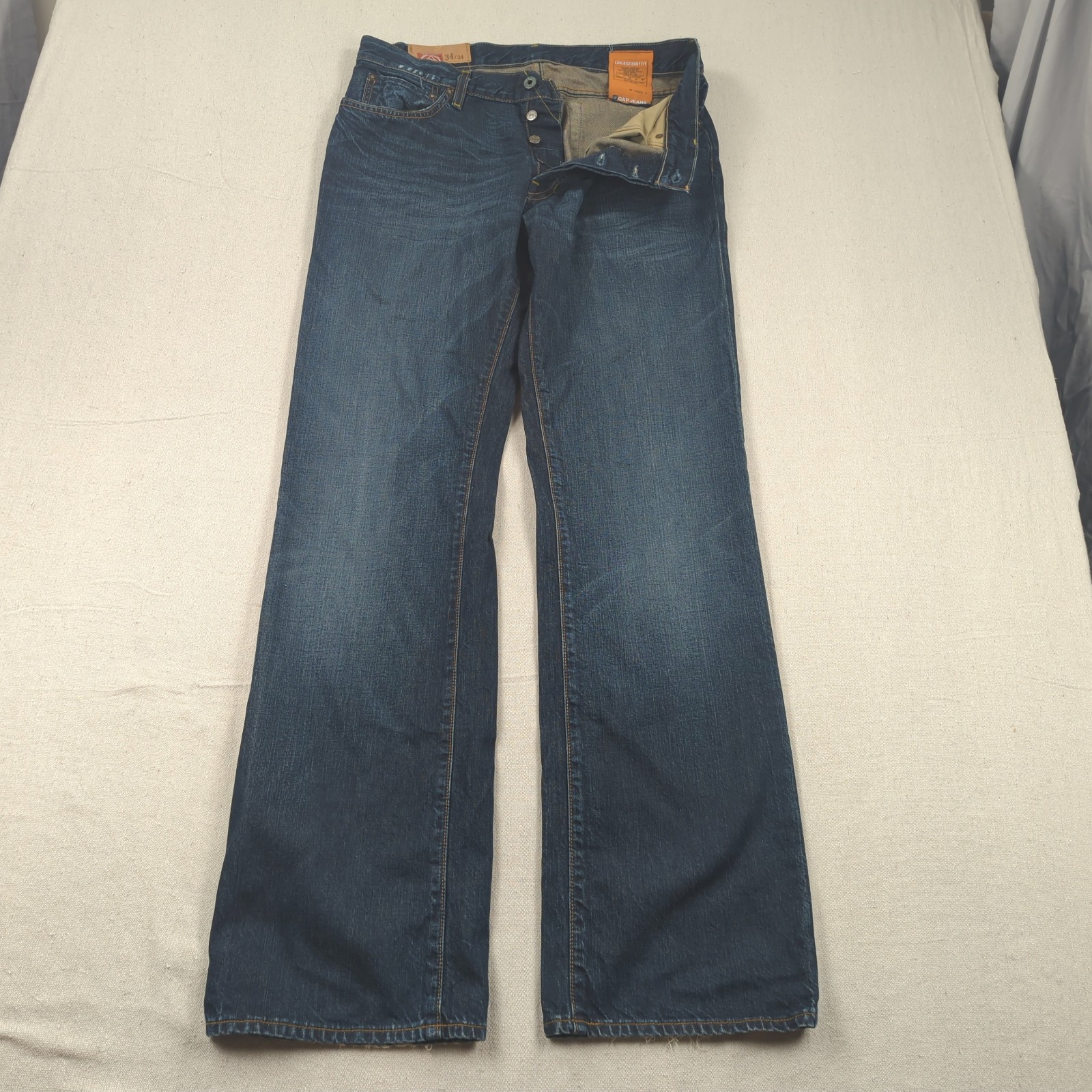 Gap 1969 Jeans Mens 34×34 Blue Low Rise Boot Cut Western Button Fly
