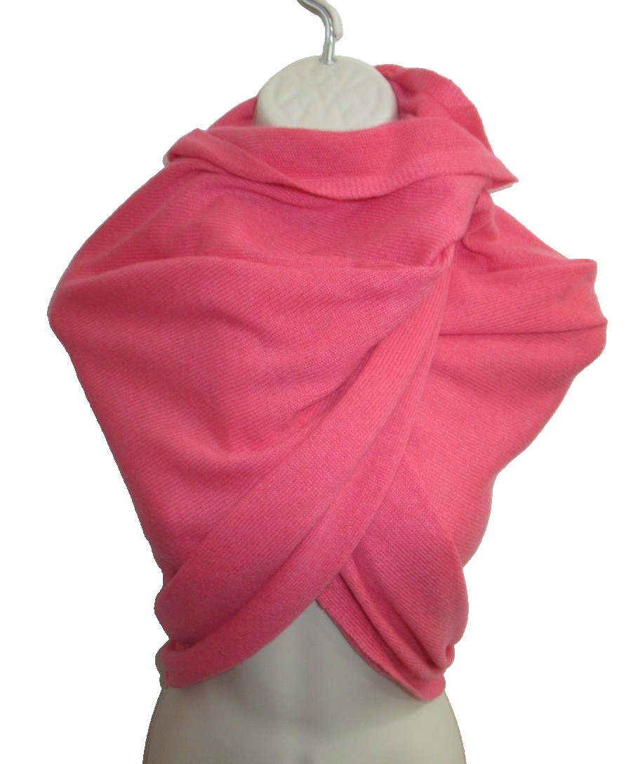 Cullen 100% Cashmere Pink Knit Infinity Scarf Wrap 27.5 x 27.5 in