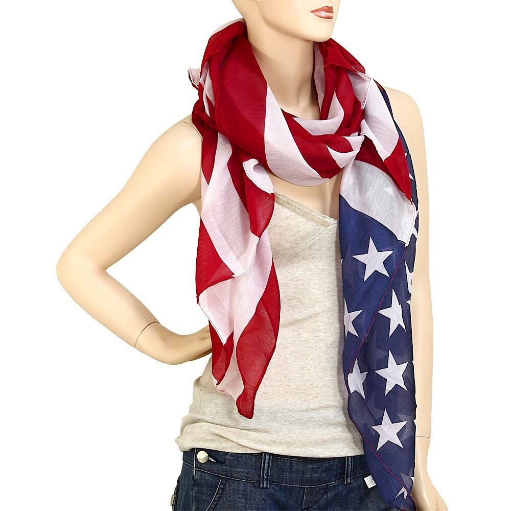 Large USA American Flag Scarf Beach Wrap Soft Lightweight 72″ X 36″