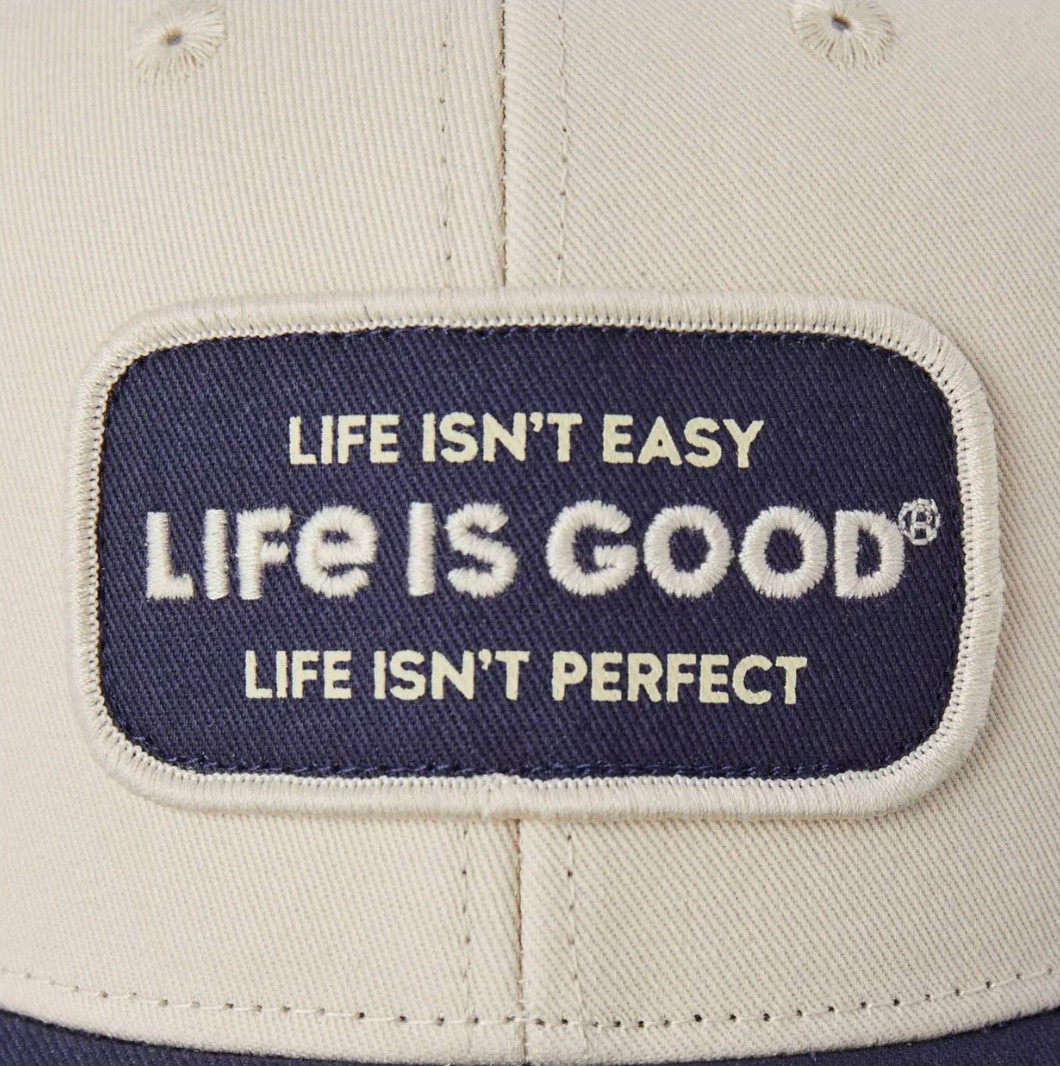 Life Is Good Adult Life Isn’t Perfect Patch Trucker Hat – Birch White One Size