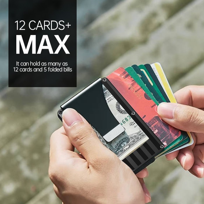 RFID Blocking Minimalist Credit Card Holder & Money Clip Wallet for Men