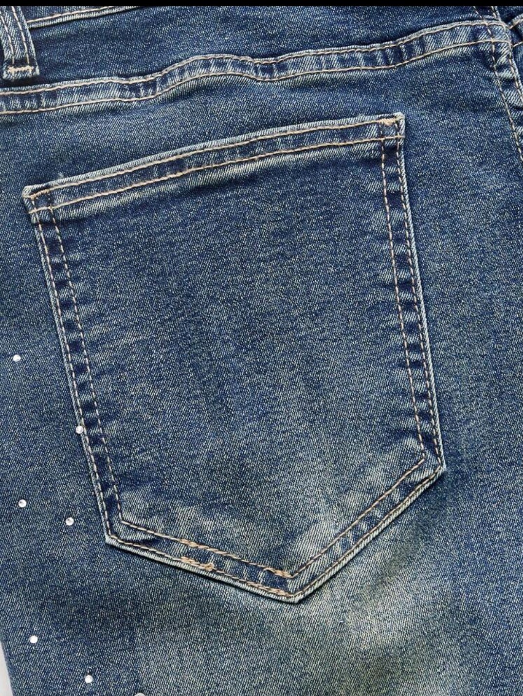 New Men Luxury Blue Jeans Diamond Rhinestones Fashion Trousers High Quality