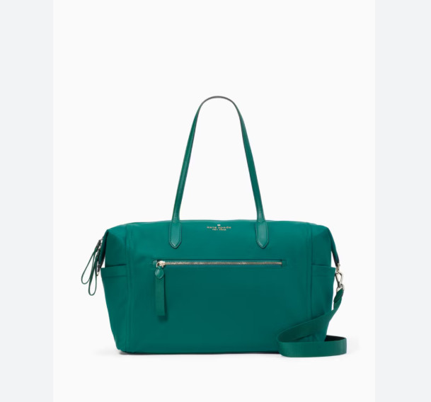 Kate Spade Chelsea Large Jade Green Nylon Weekender Travel Tote Duffle GYM