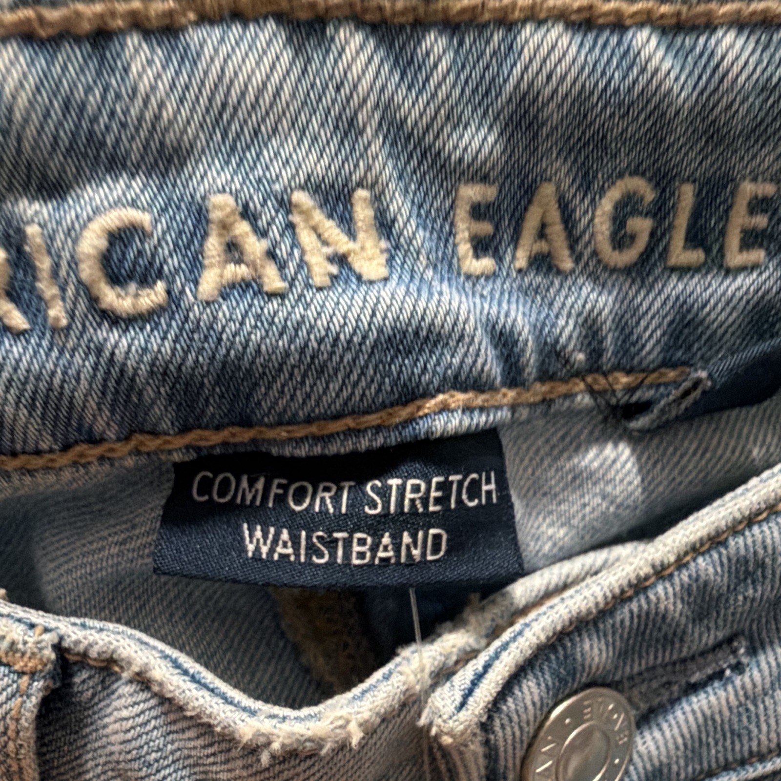 American Eagle Outfitters Light Wash Blue Relaxed Fit Cargo Denim Jeans M