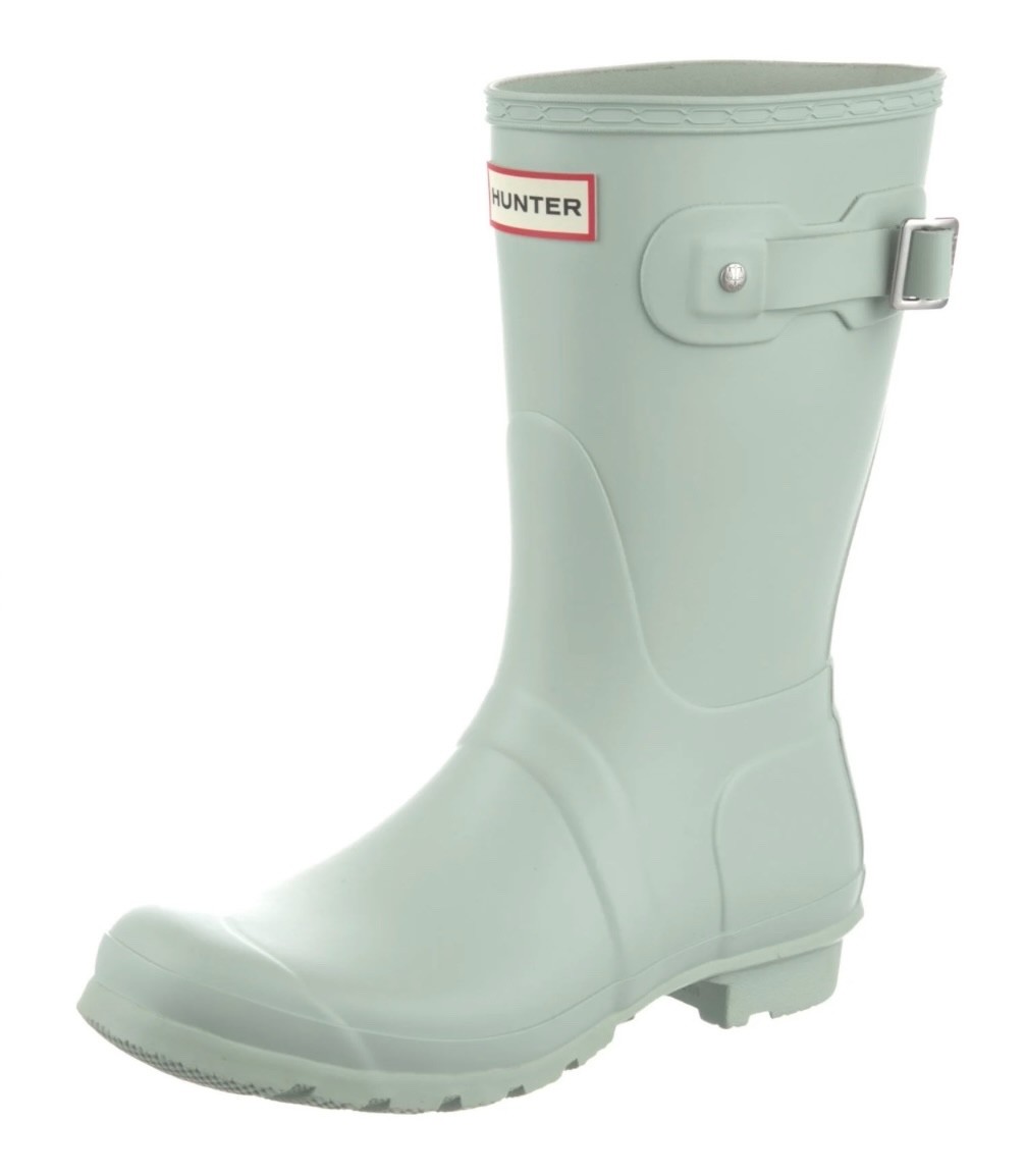 New Hunter Women’s Light Green Rain Boot Original Short Back Adjustable – US 8M