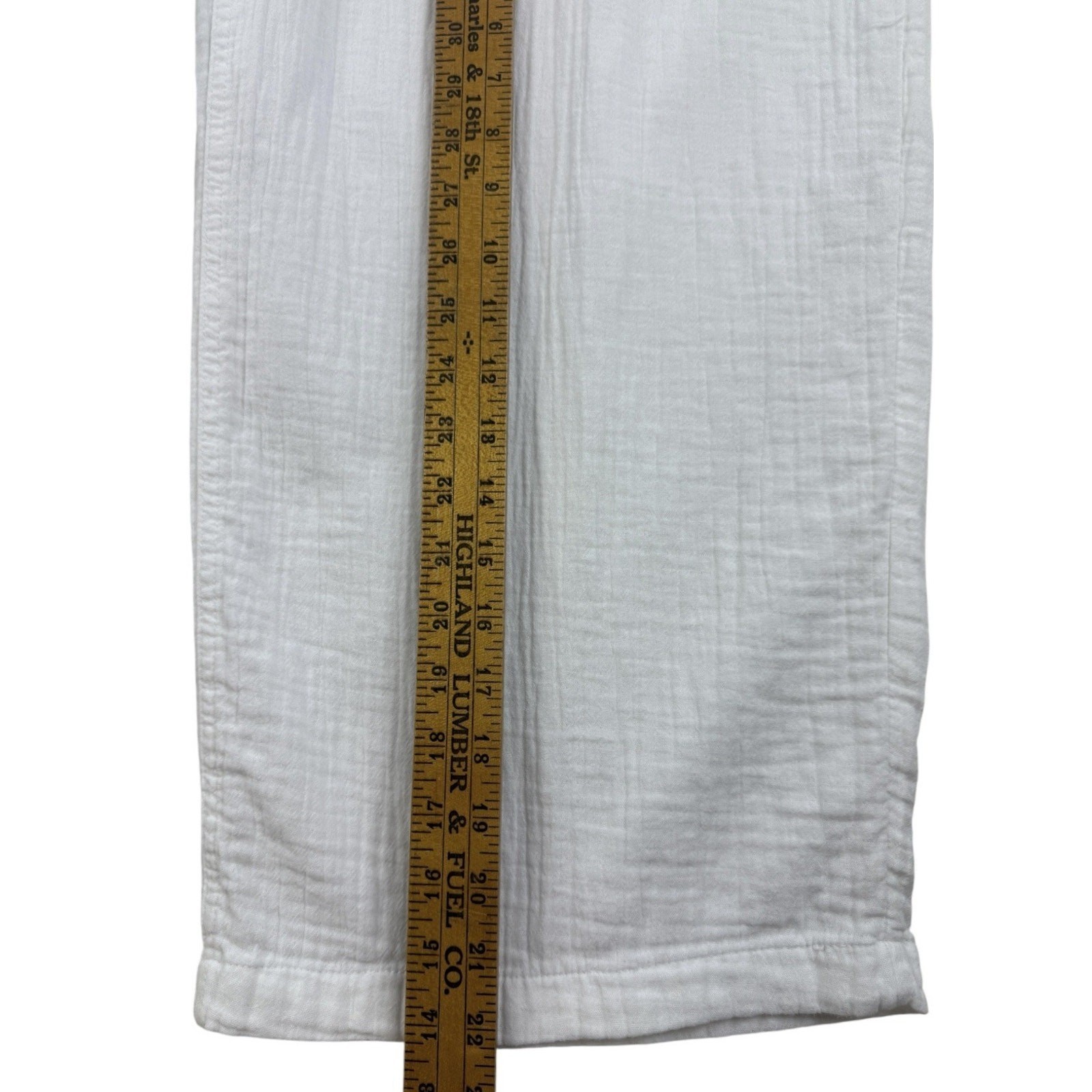 Old Navy Gauze Pants Womens L White Wide Leg Pull On Double Cotton Boho Beachy