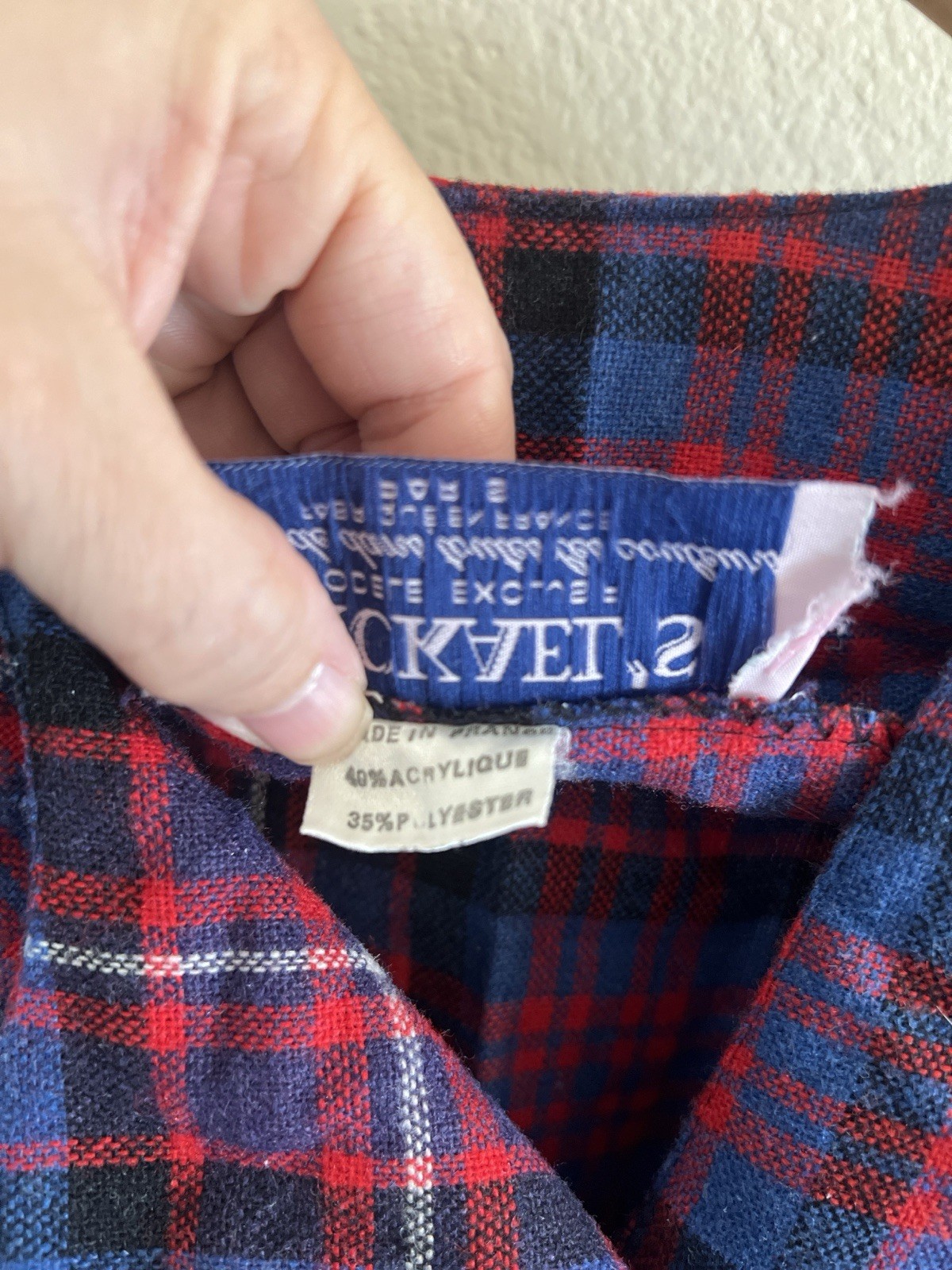 Vintage 1980s Mickaels Made in Paris France Tartan Plaid Mod Jumpsuit Sm/Med