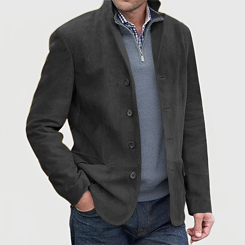 Coats Men Jackets Turn Down Collar Full Sleeve Single Breasted Jacket Regular