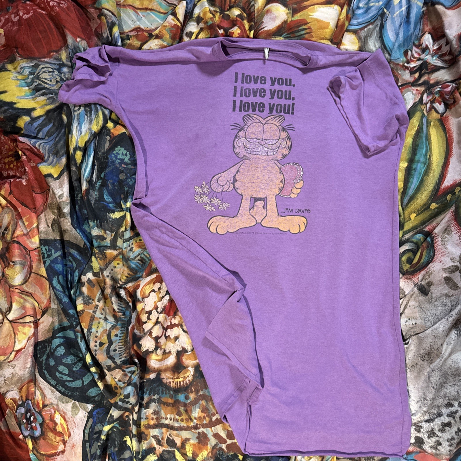 Vintage 1978 Garfield Sleep Shirt Nightgown Size One Size Fits All Applause Tag