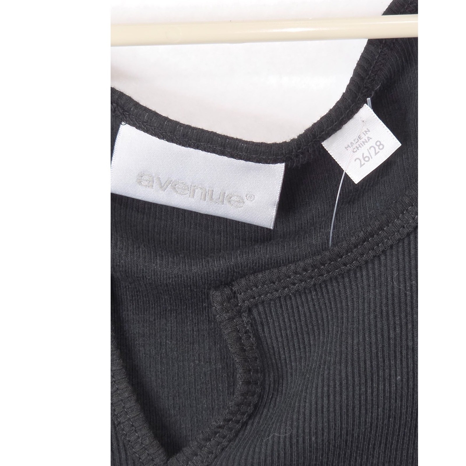 Avenue Womens Plus Size 26/28 Black Ribbed Rhinestone Graphic Tank Top