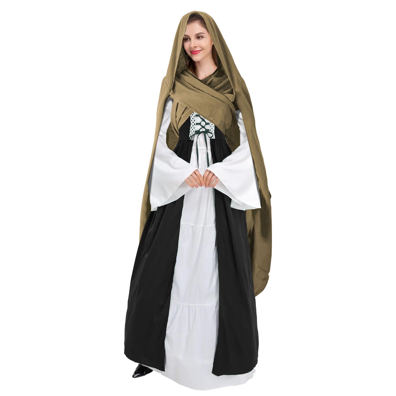 Medieval Hooded Shawl, Multifunctional Cowl Scarf, Costume Accessory for Viki…