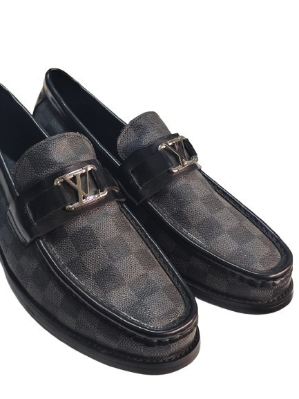 Louis Vuitton Damier Graphite LV Buckle Loafers Size 40 EU / 7 US Made in France