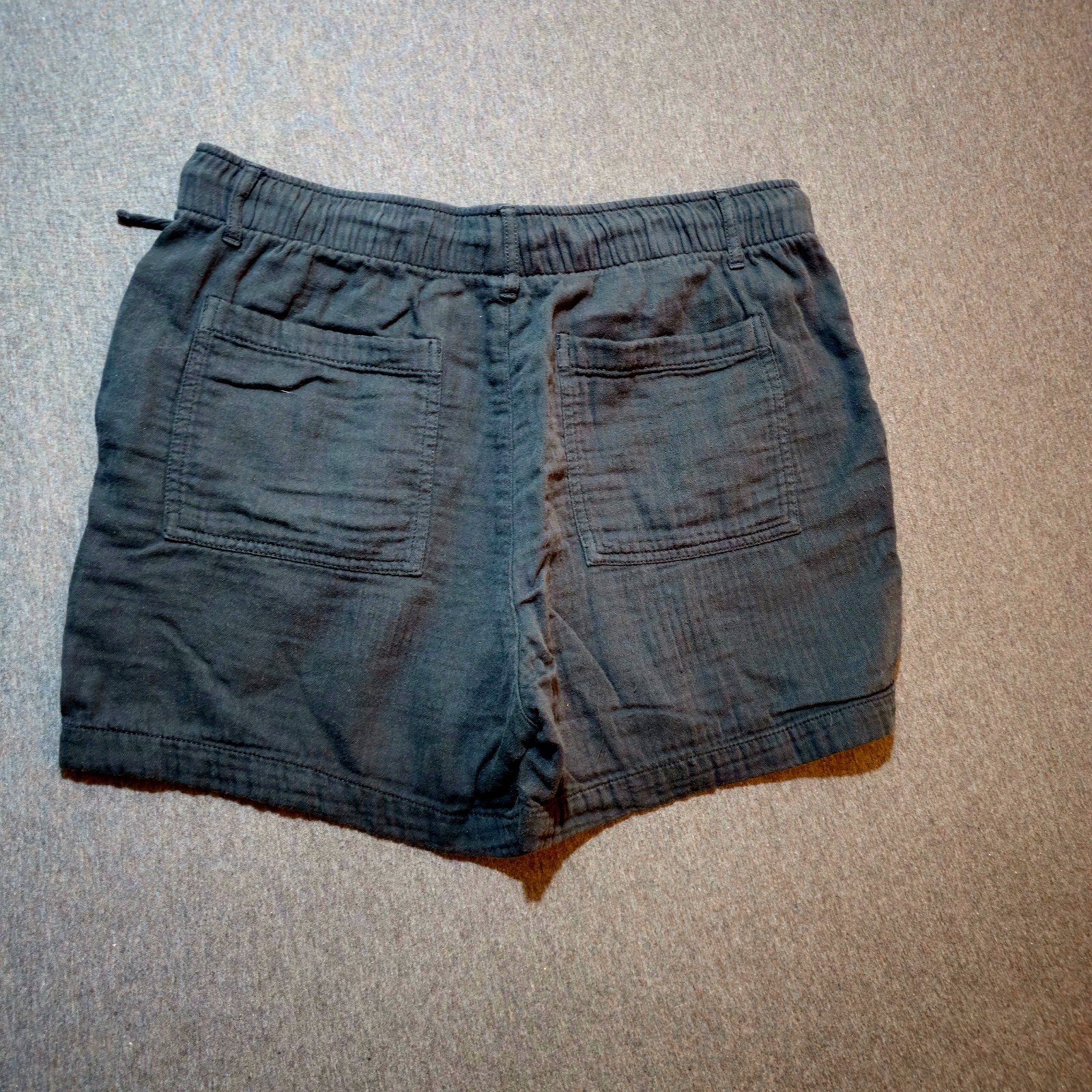 Old Navy Black Linen Blend Utility Drawstring Casual Shorts Size Medium