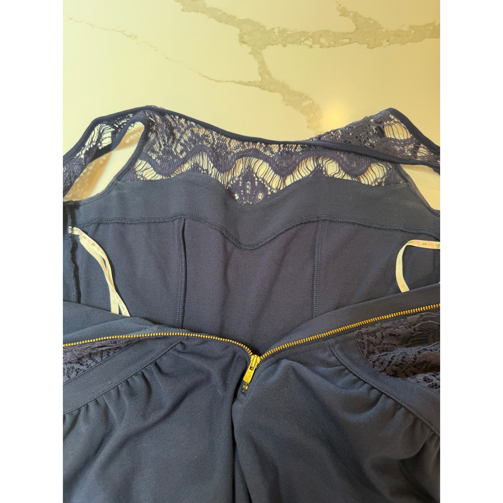 Lilly Pulitzer Rhea Navy Crochet Fit And Flare Sleeveless Dress Size XS Babydoll