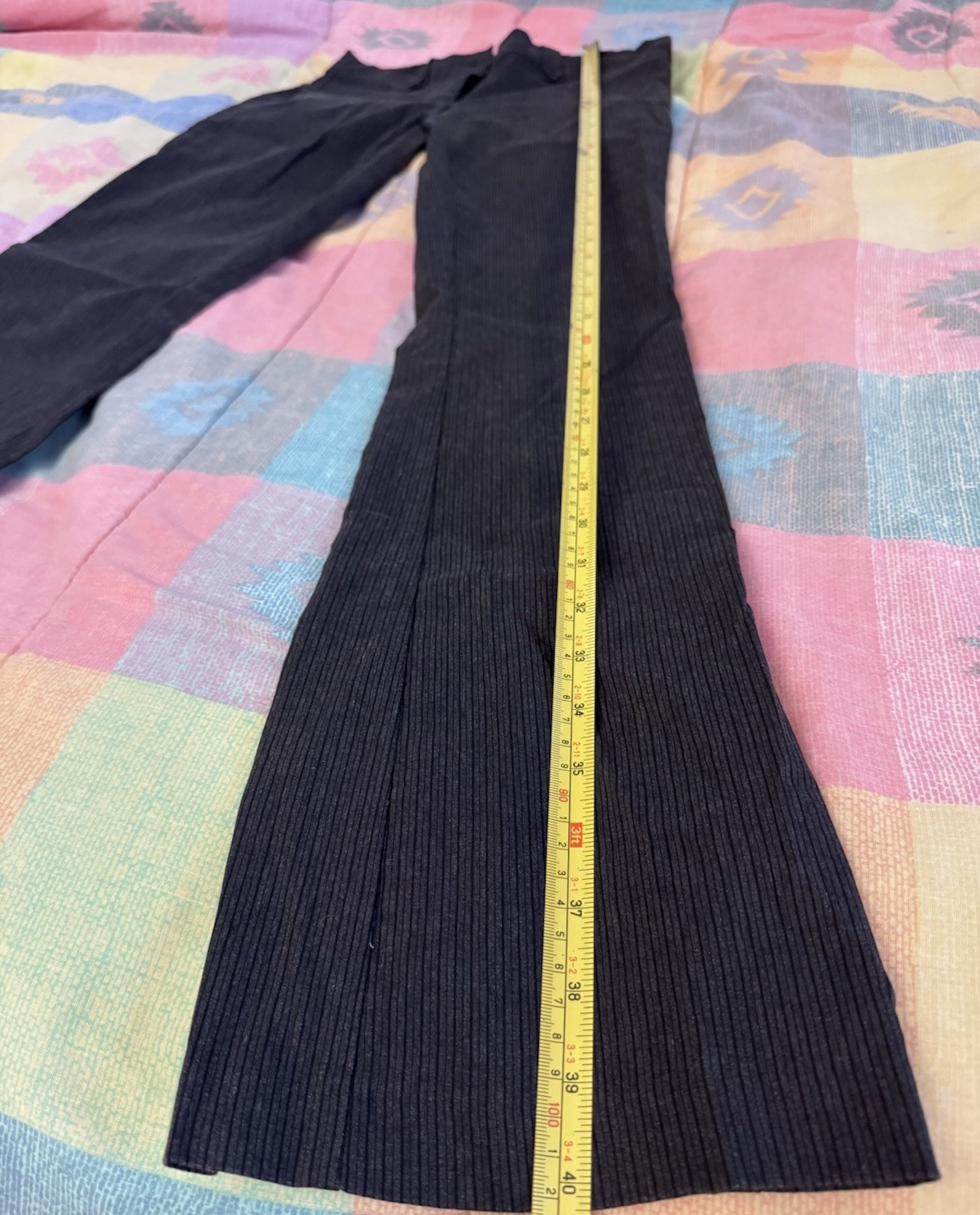 Papaya Women’s Black Ribbed Flare Pants Size S Stretch Bootcut Cotton Blend