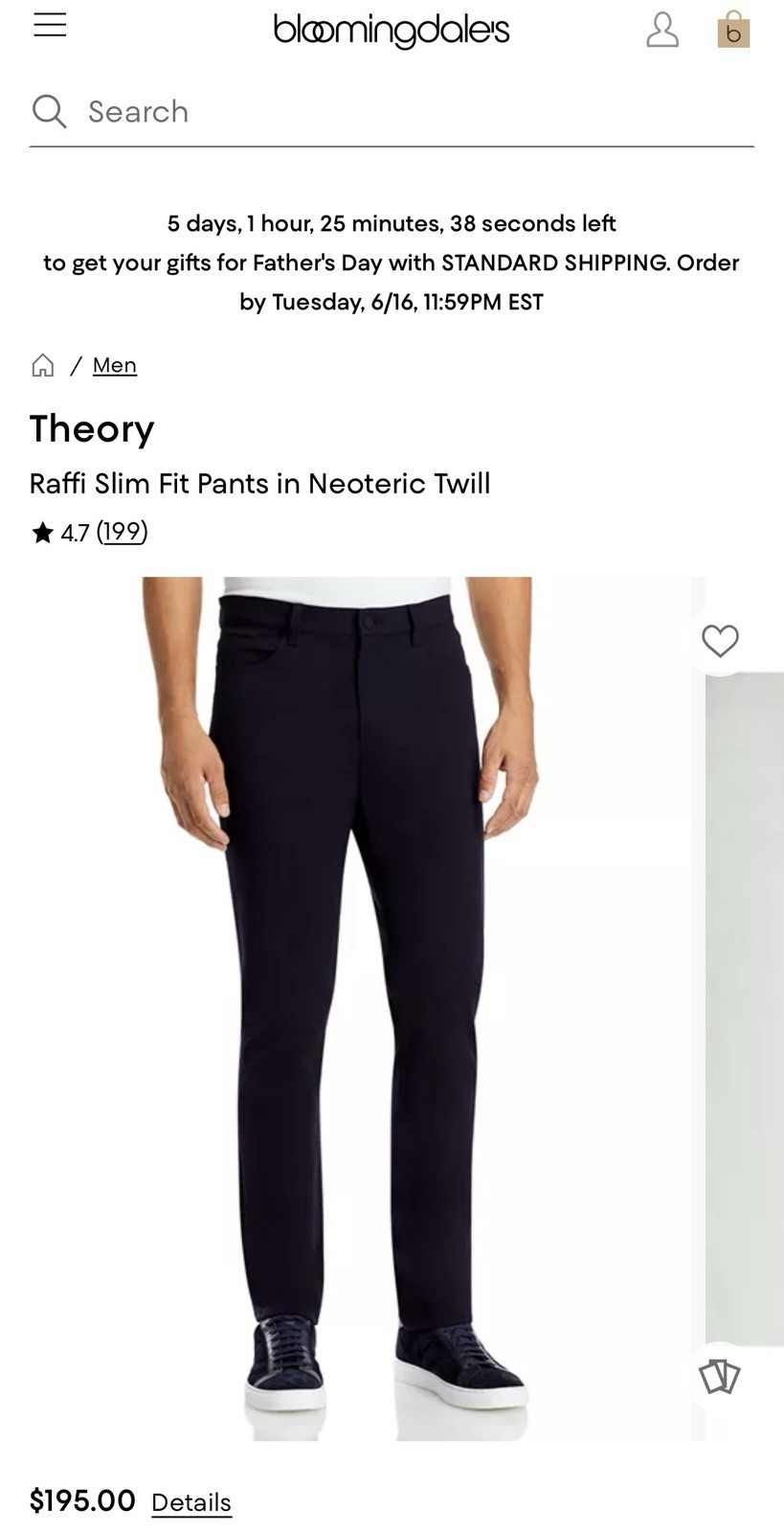 Theory Raffi Slim Fit Pants in Neoteric Twill Black Size 33