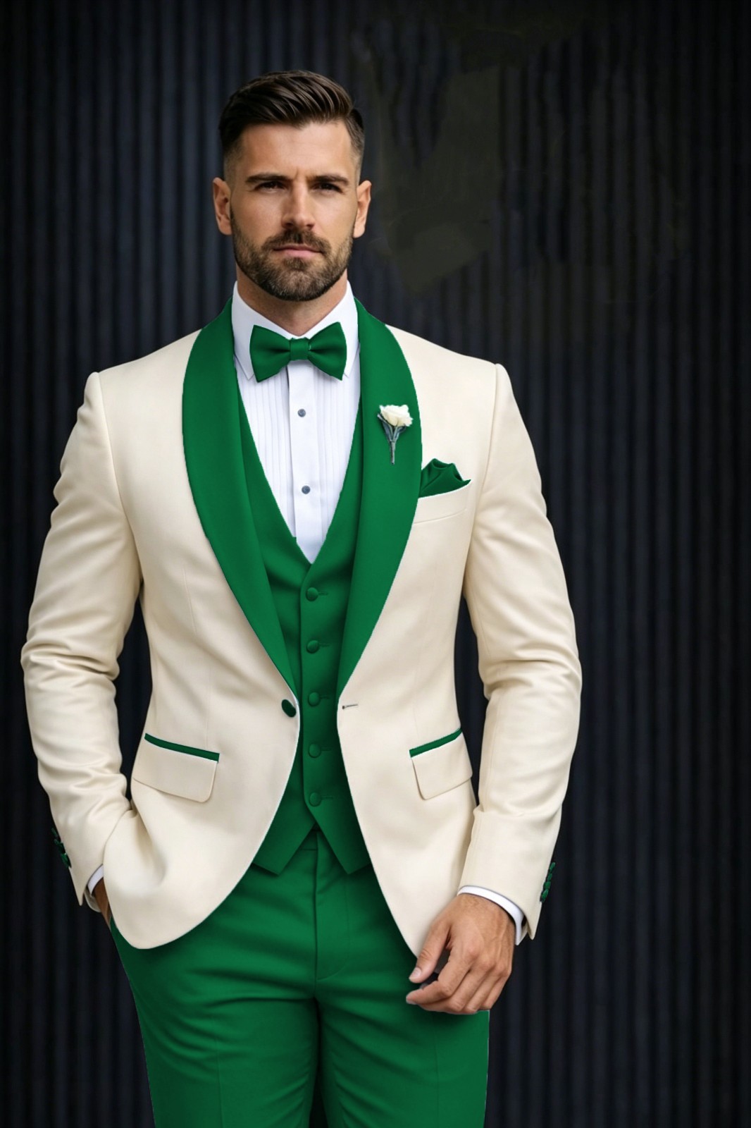 Wedding Groom 3Pcs Men’s Suits Shawl Lapel Blazer Evening Dinner Party Coat