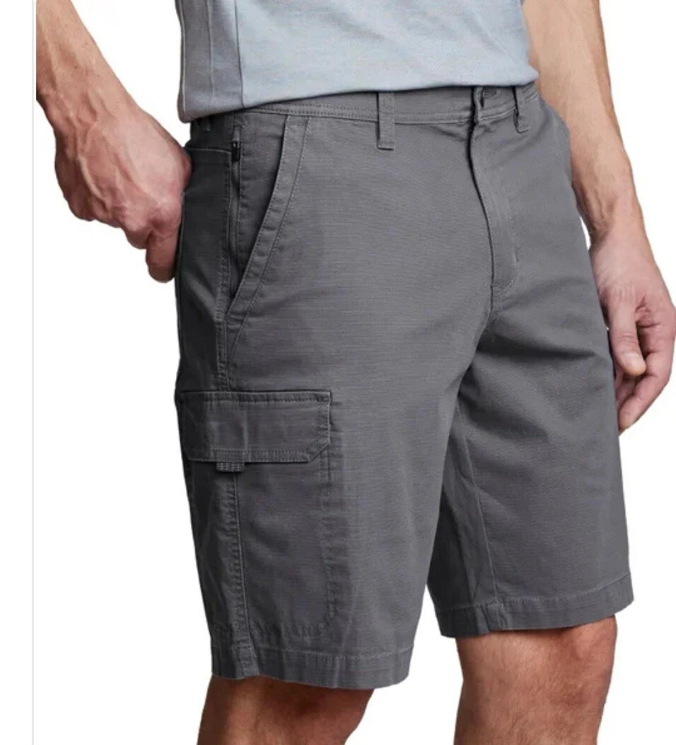 Copper and Oak Cargo Shorts Men 40 Ripstop Security Pocket Flex Waist Gray