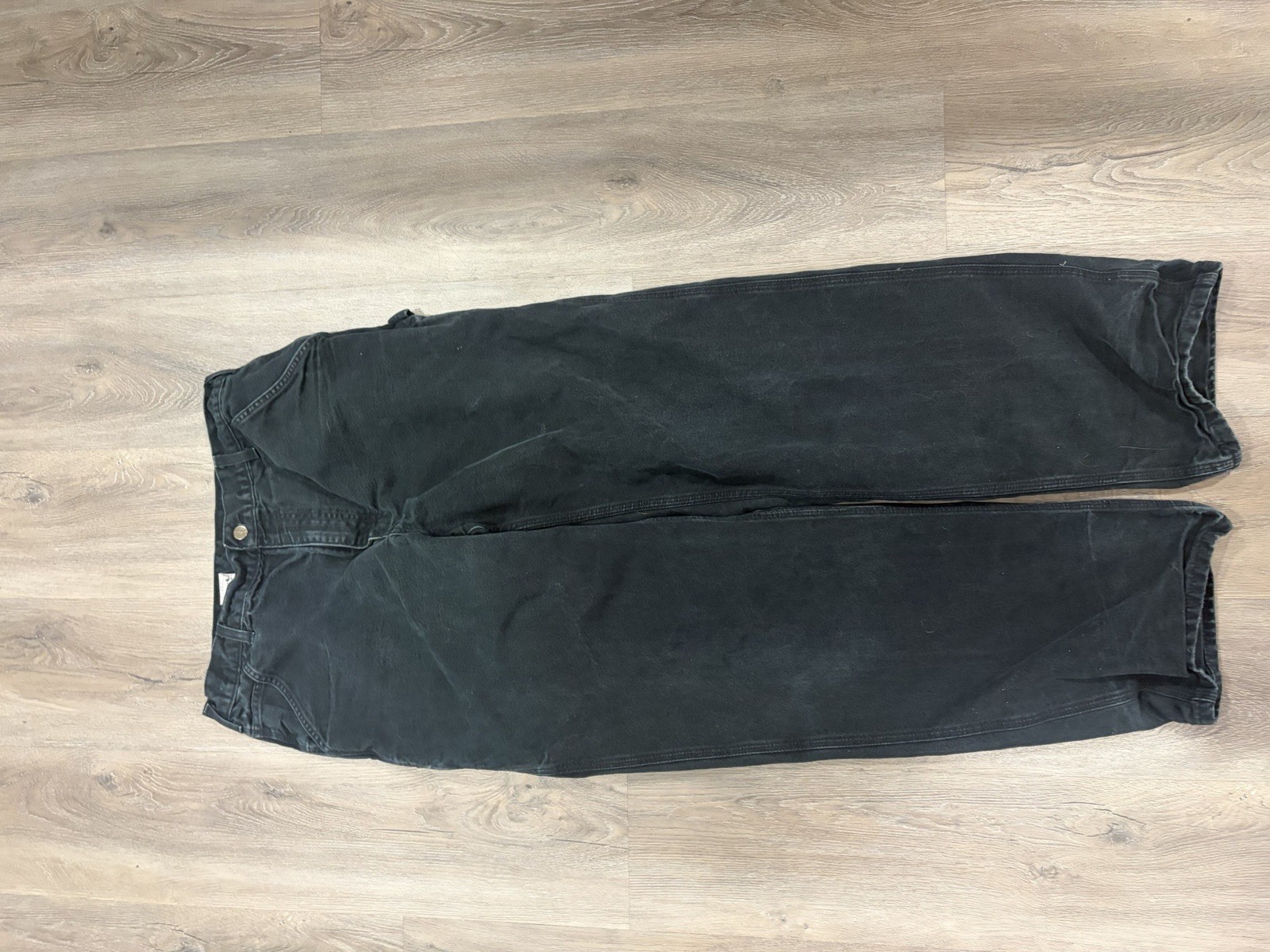 Vintage Carhartt Men’s Faded Black Canvas Carpenter Pants Loose Fit Leg Logo 36