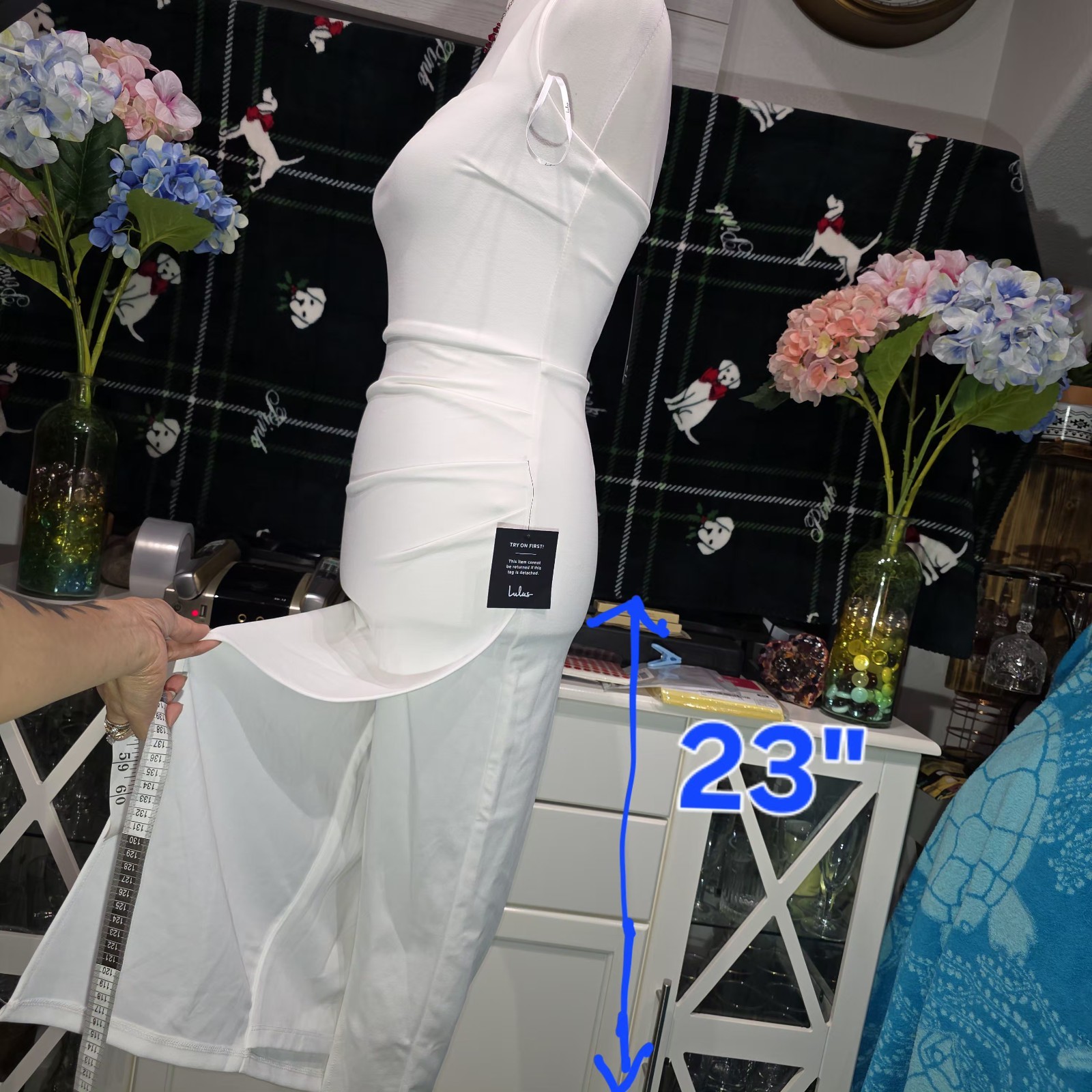 Lulus Prominent Charm White Halter Bodycon Tulip Midi Dress Size XS New NWT