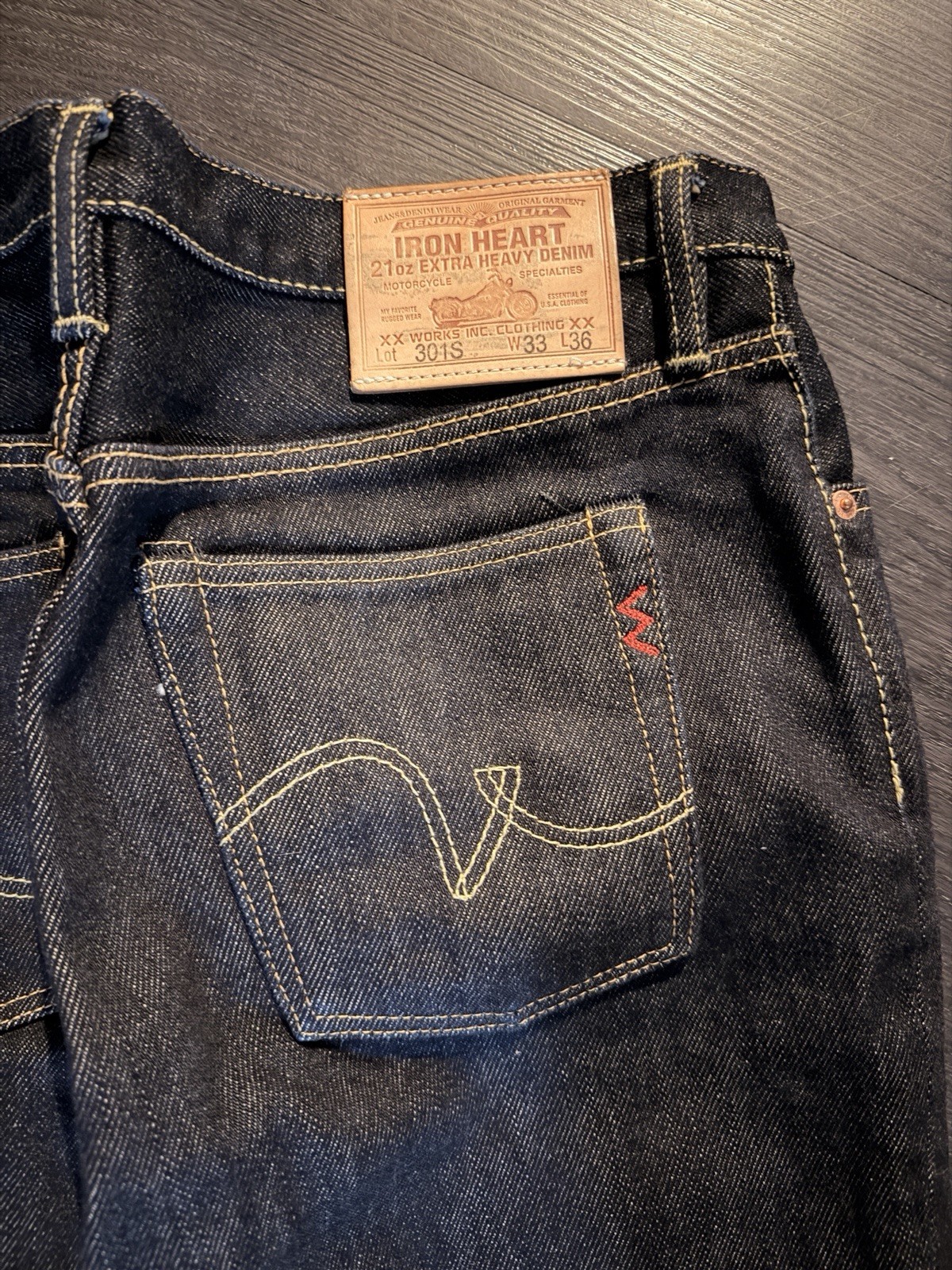 Iron Heart 21oz Extra Heavy Selvedge Denim Jeans Dark Blue Straight Button Fly