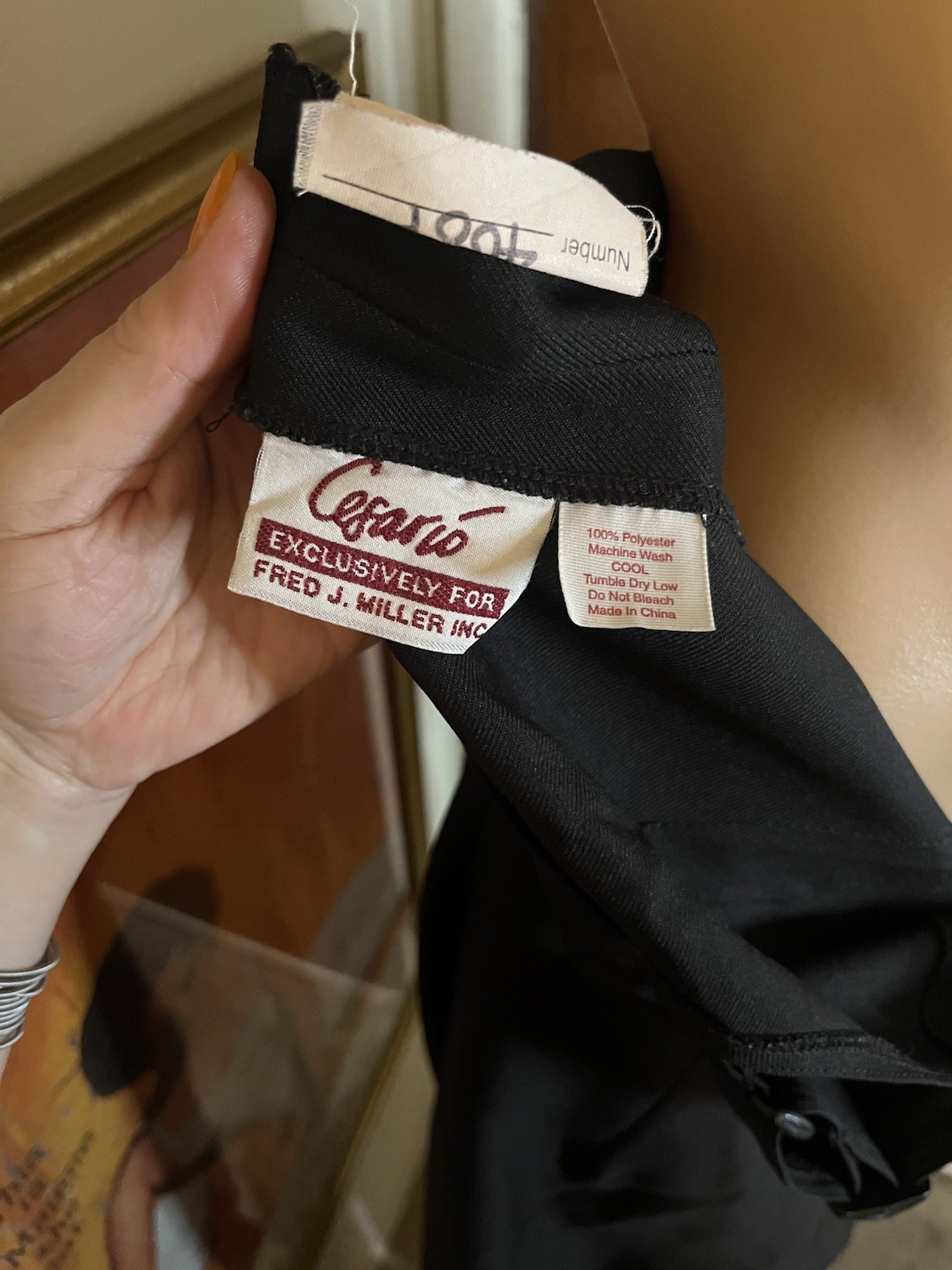 VTG 60’s Cesario For Fred J Miller Woman’s Black Polyester Wide Leg Jumpsuit 42R
