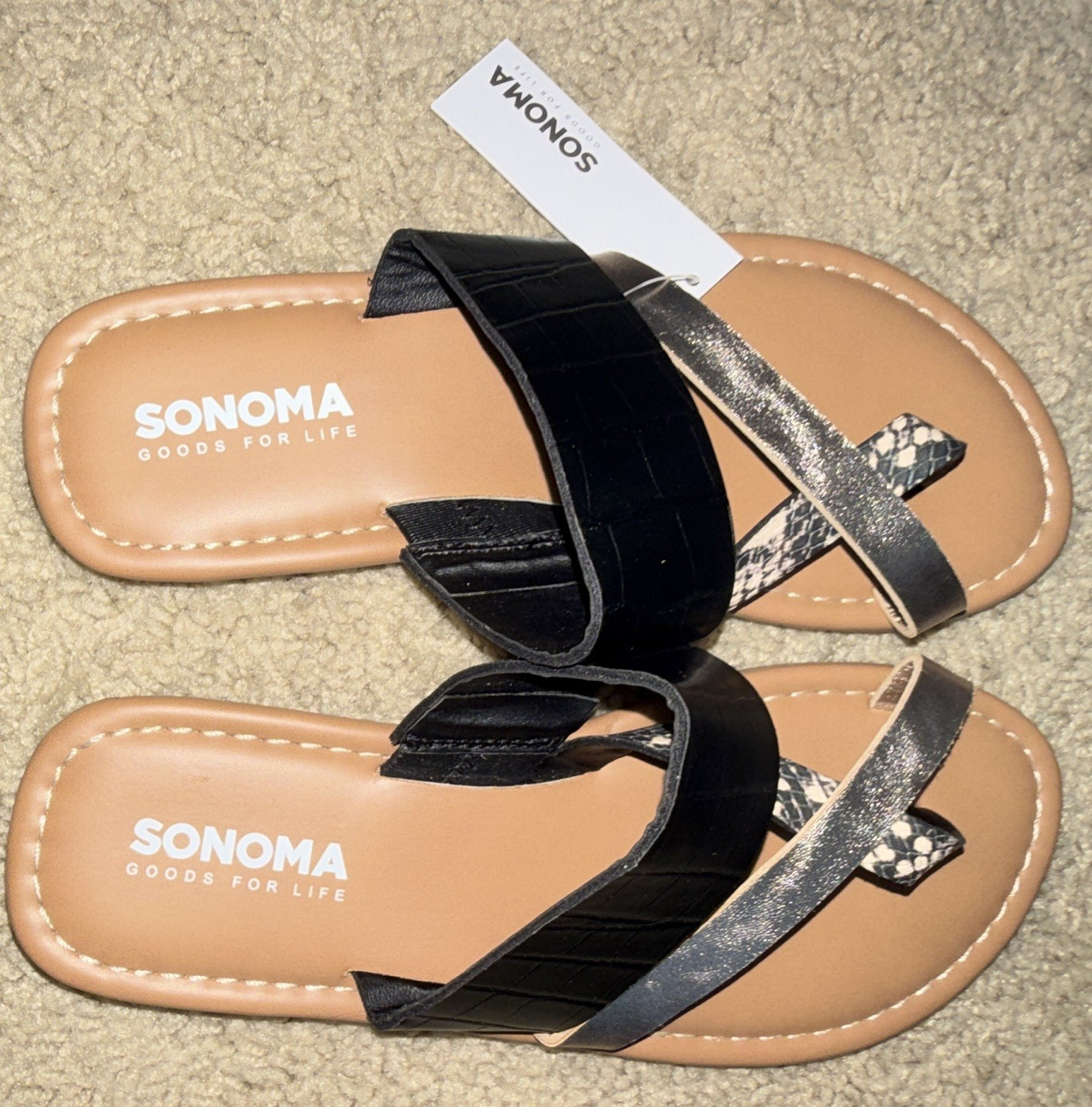 Sonoma Goods For Life Women’s Slide Sandals Snake Print Strappy Size Small 5/6