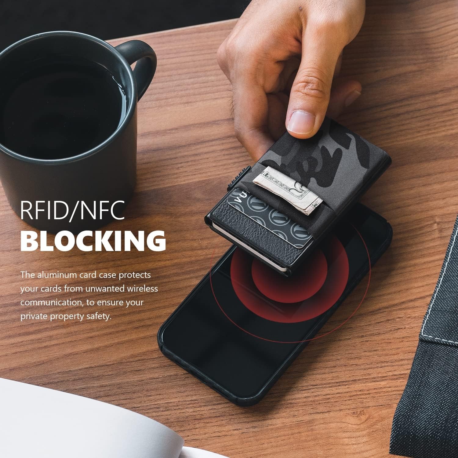 Thin Minimalist Wallet EDC Pocket Pop up Card Holder RFID Blocking Airtag