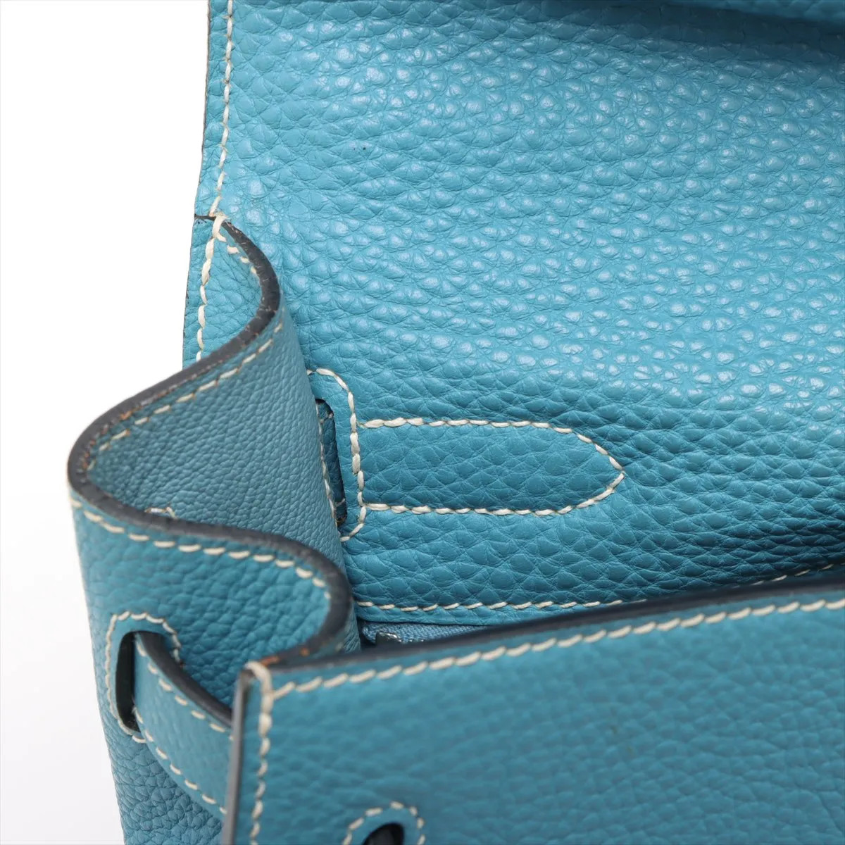 Hermès Kelly 32 Serie Togo Blue Jean Silver Metal Fittings □H: 2004