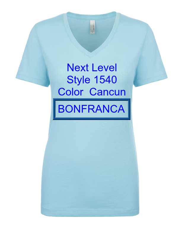 XL Next Level N1540 Cancun Blue Ideal ladies V-Neck Tee T-shirt azul tropical J1