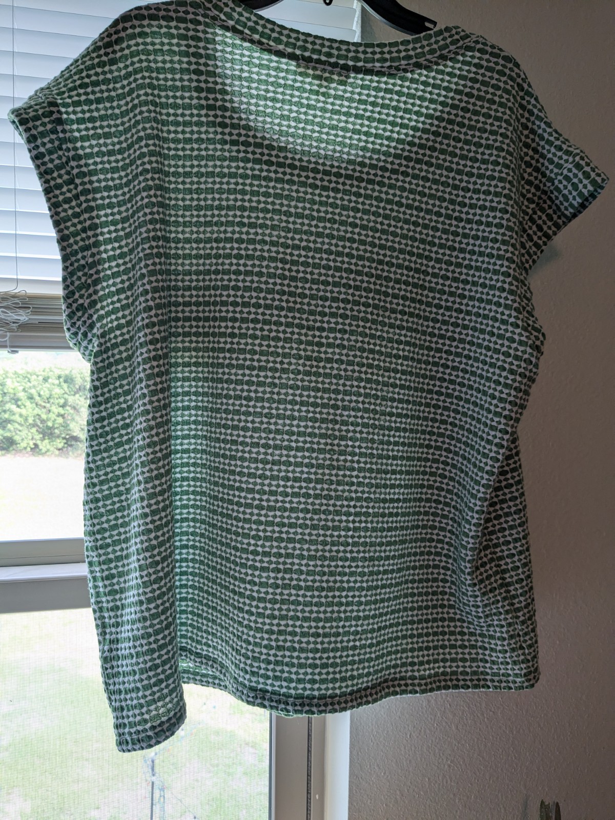 kim & cami Plus 2X Green/White Geometric Scoop Neck Short Sleeve Tee