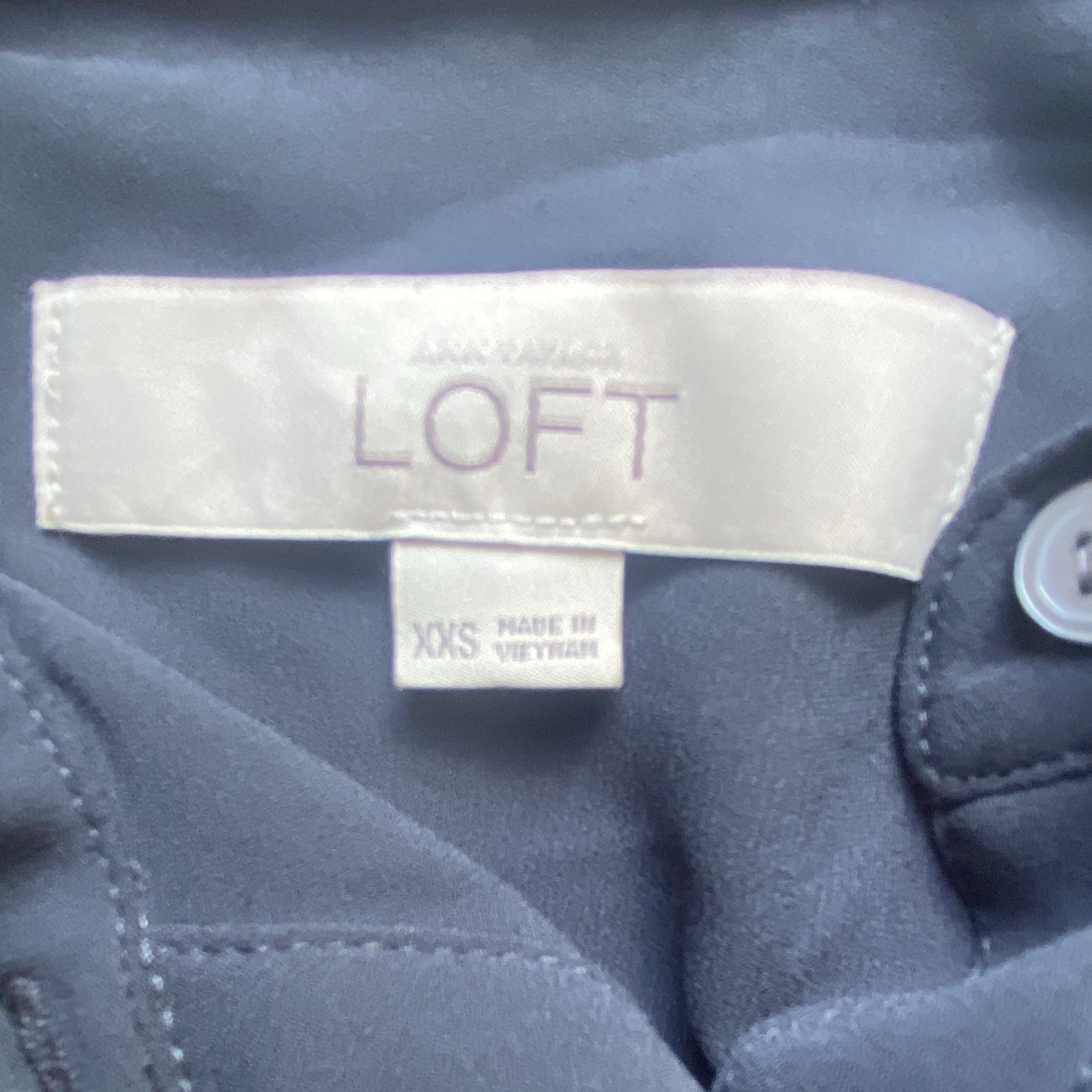 LOFT Black Solid Collared Long Sleeve Chiffon Polyester Pullover Blouse XXS