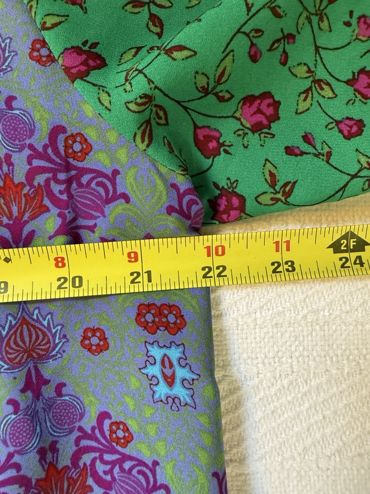 Dalia Women’s Pink Green Floral Mixed Print Peasant Blouse – Sz See Measurements