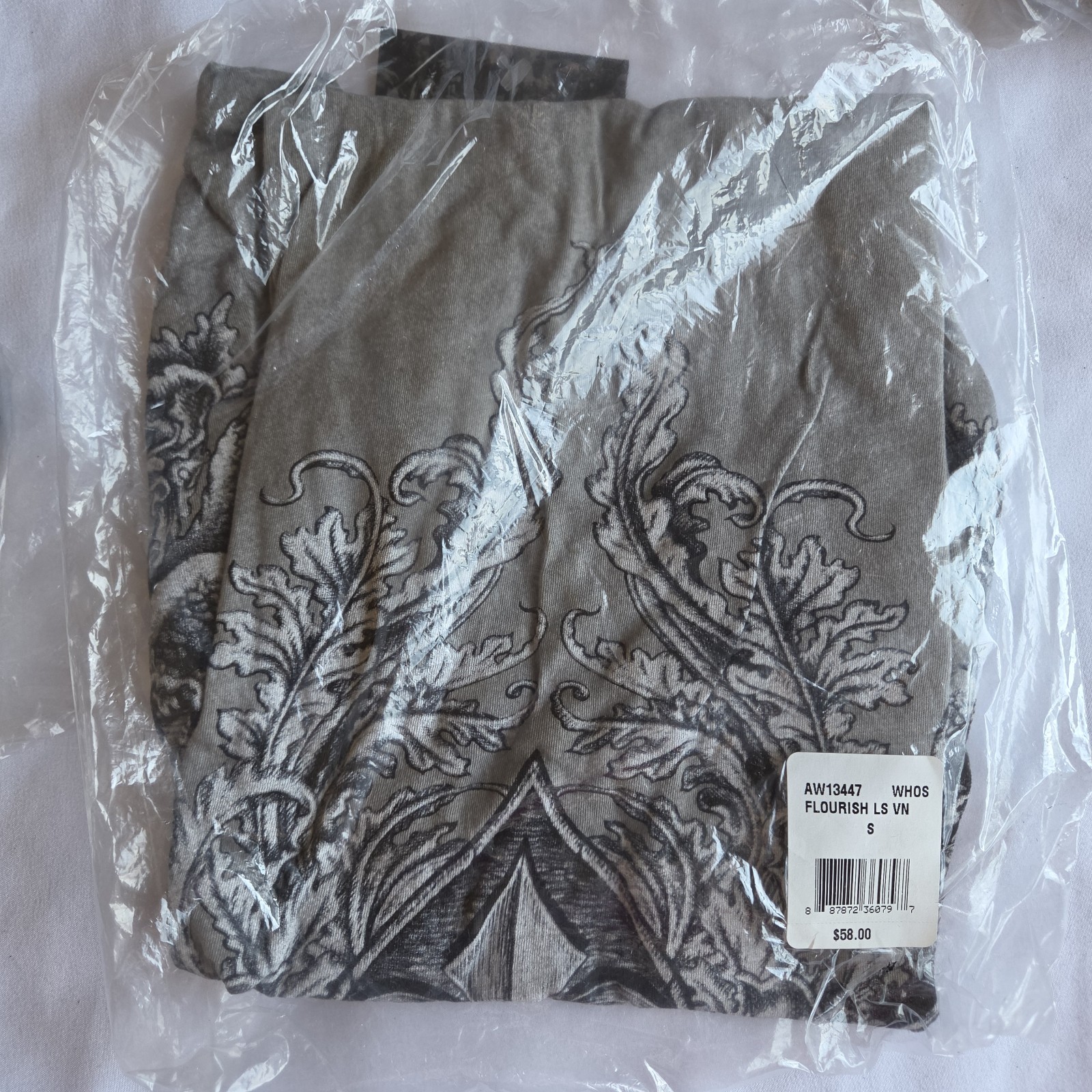 Affliction Flourish Y2K Grunge Biker Wings Grey S Long Sleeve Graphic T-Shirt