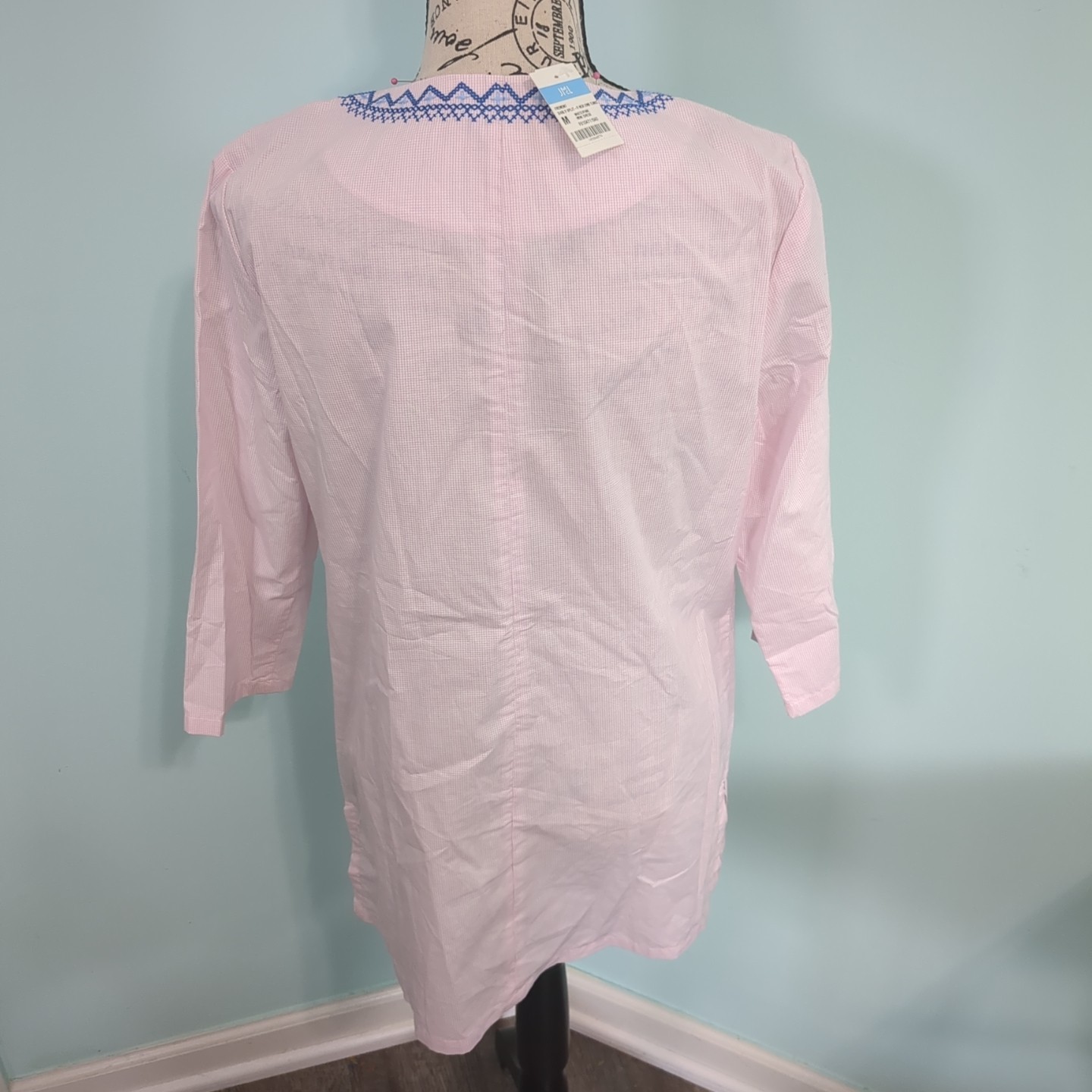 J. McLaughlin Fremont embroidered pink Window Pane Tunic new with tags medium