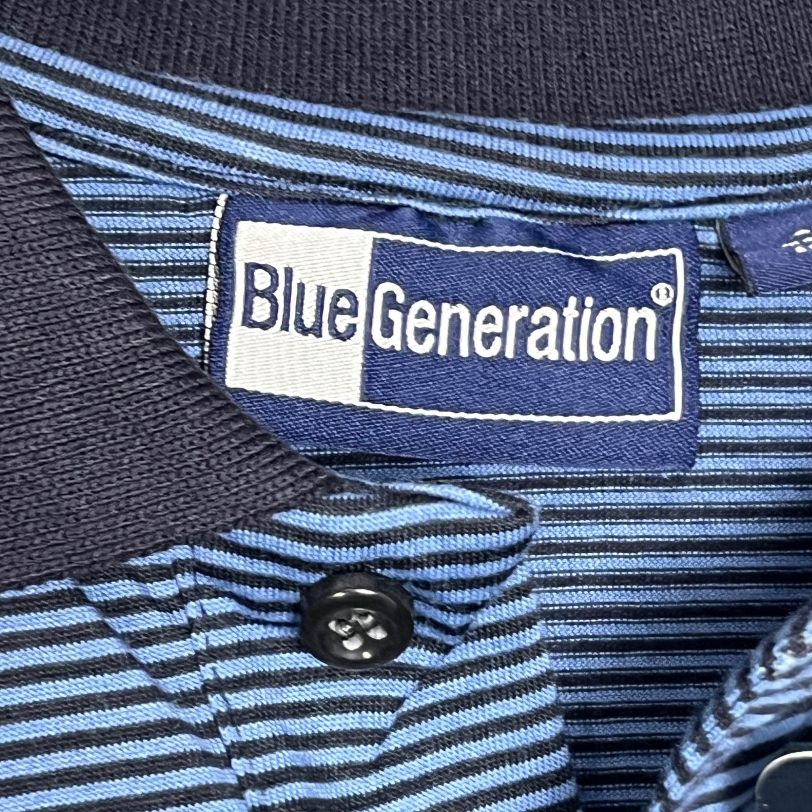 Blue Generation Polo Shirt Mens 4XL Blue Striped NWT Short Sleeve Casual