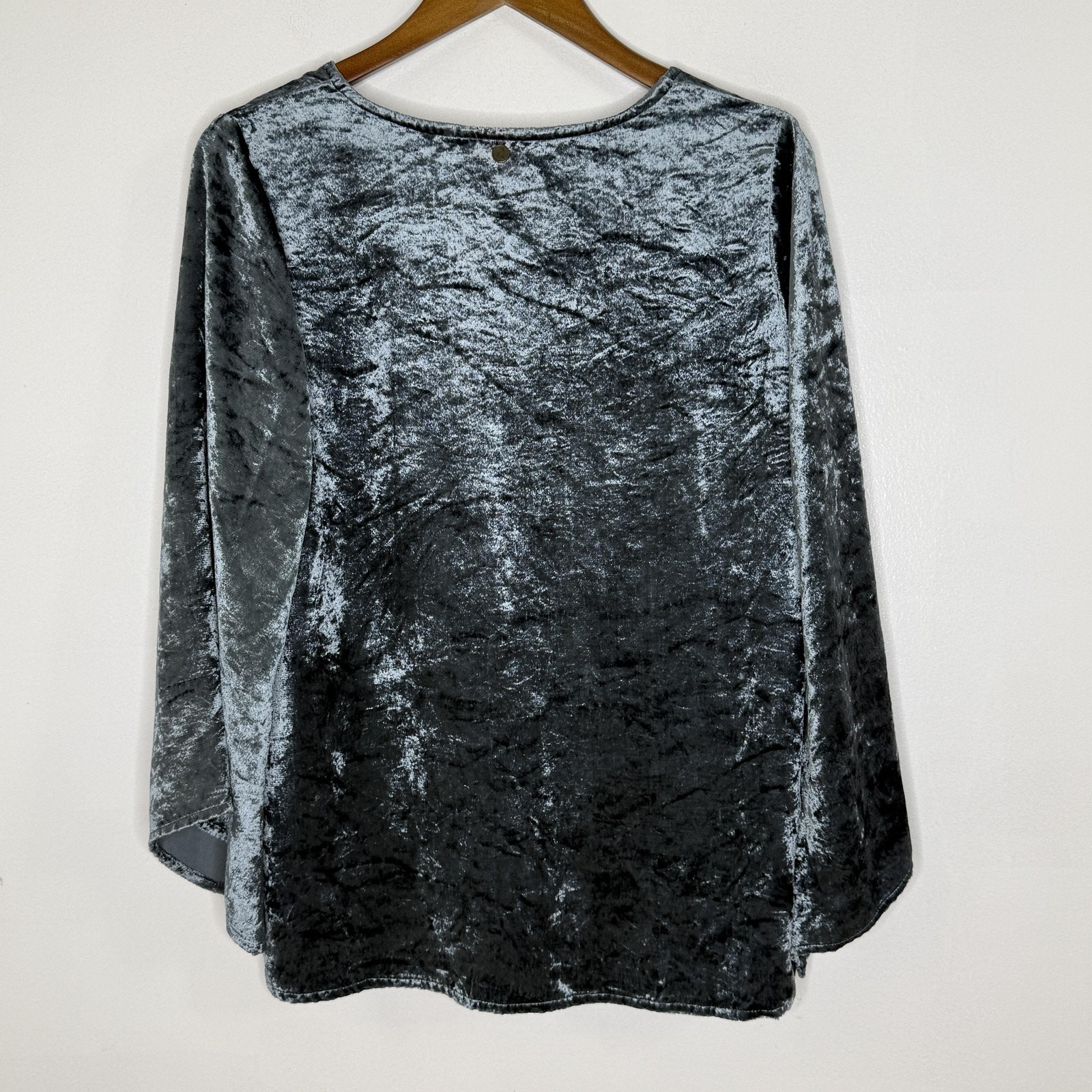 Soft Surroundings Top Womens PM Petite Blue Crushed Velvet Kimono Tunic Shirt
