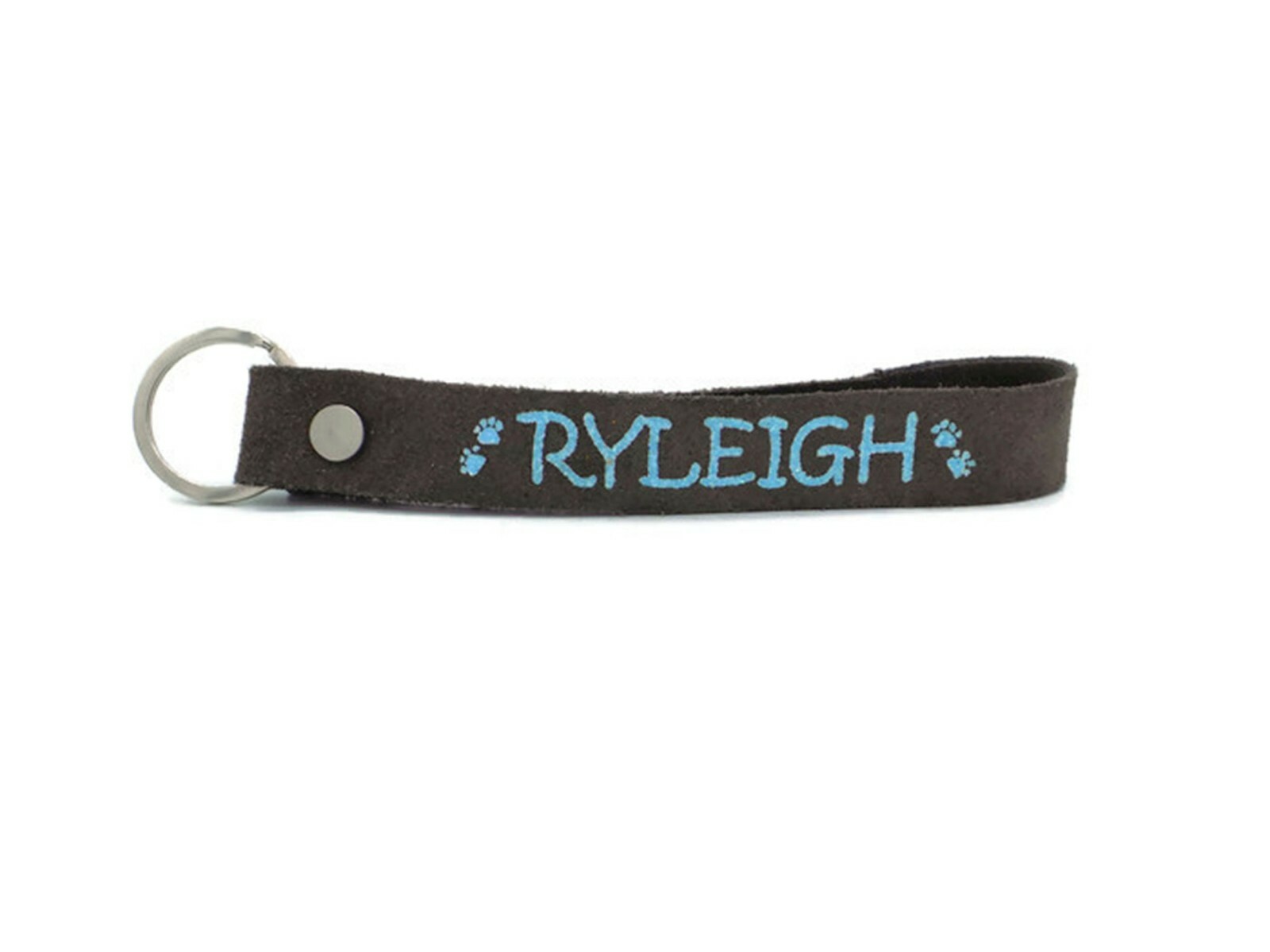 Personalized Suede Keychain Wristlet Genuine Leather Custom Keyring Key Chain