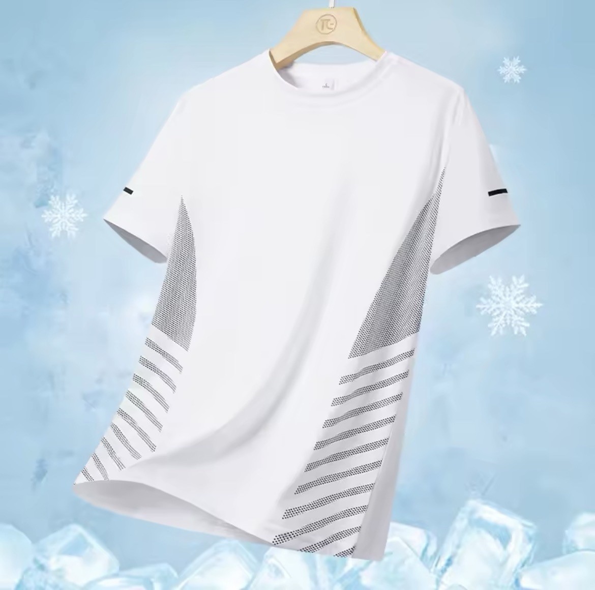 Men Running T-Shirt Ice Silk Quick Dry Breathable Reflective Sports 5XL
