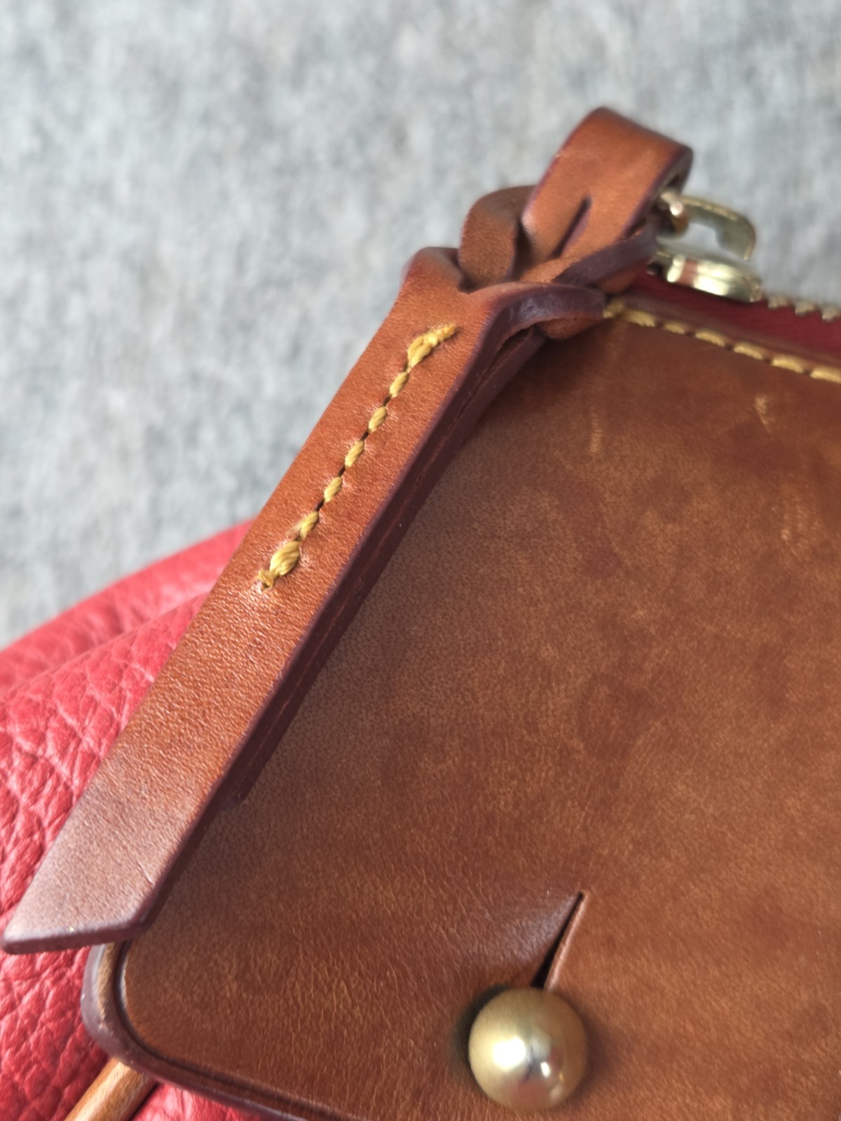 DOONEY & BOURKE Vintage All Weather Red Pebbled & Brown Leather Satchel Purse