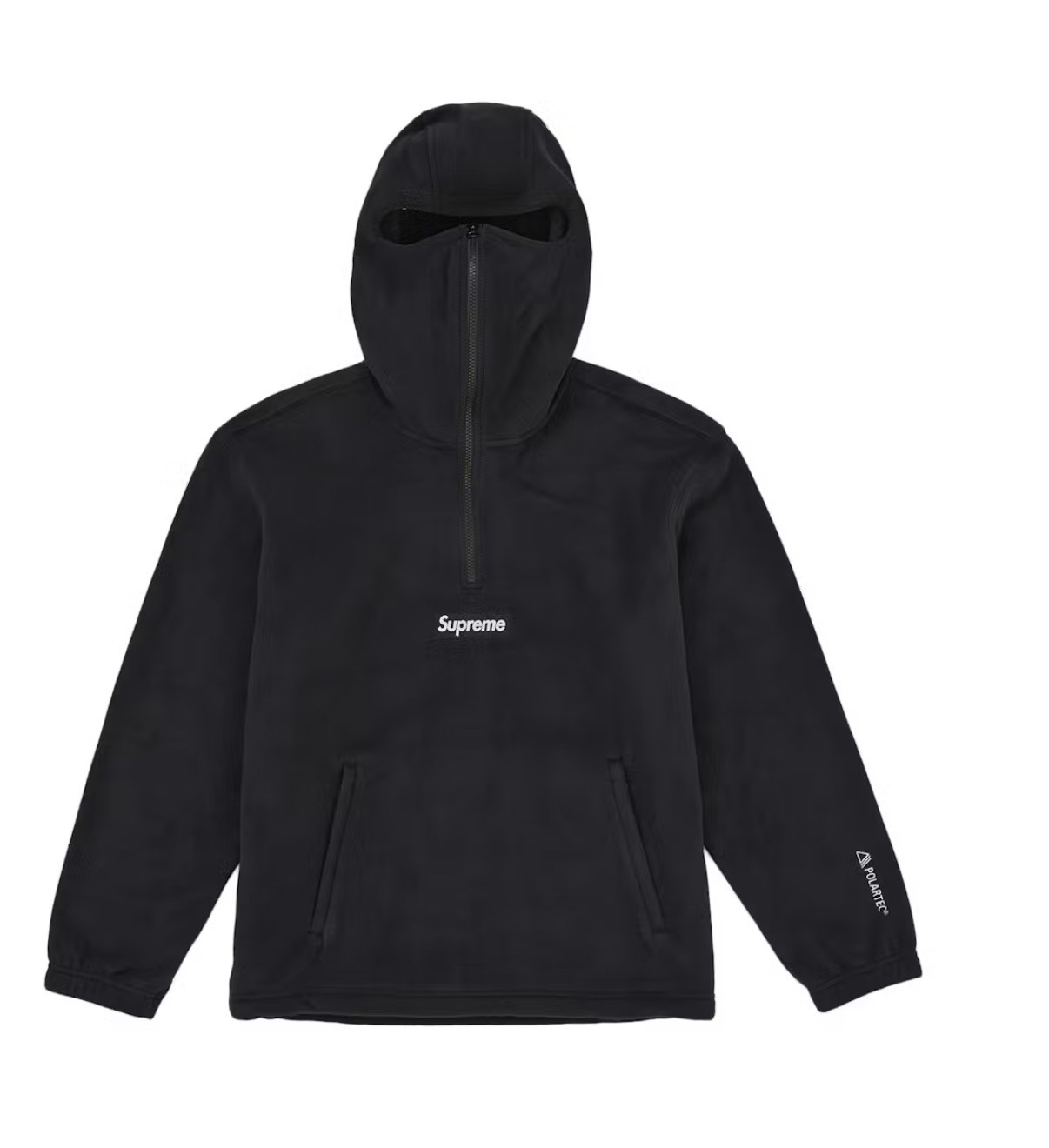 Authentic Supreme Polartec Face Mask Black Half Zip Hooded Sweatshirt Size Large