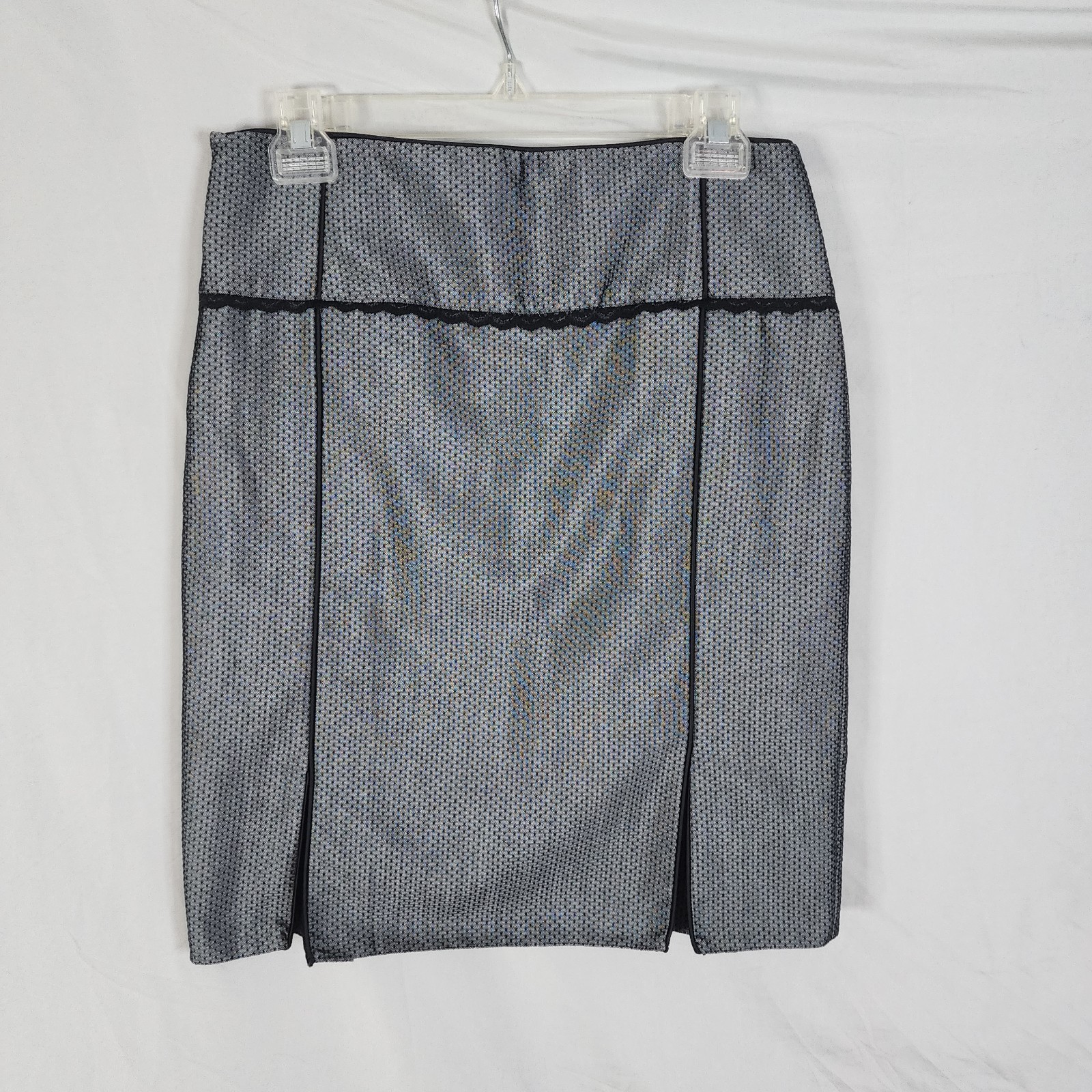 SECIL STORE Turkish Designer Size 6 Silver Gray Wool Pleated Panel Pencil Skirt