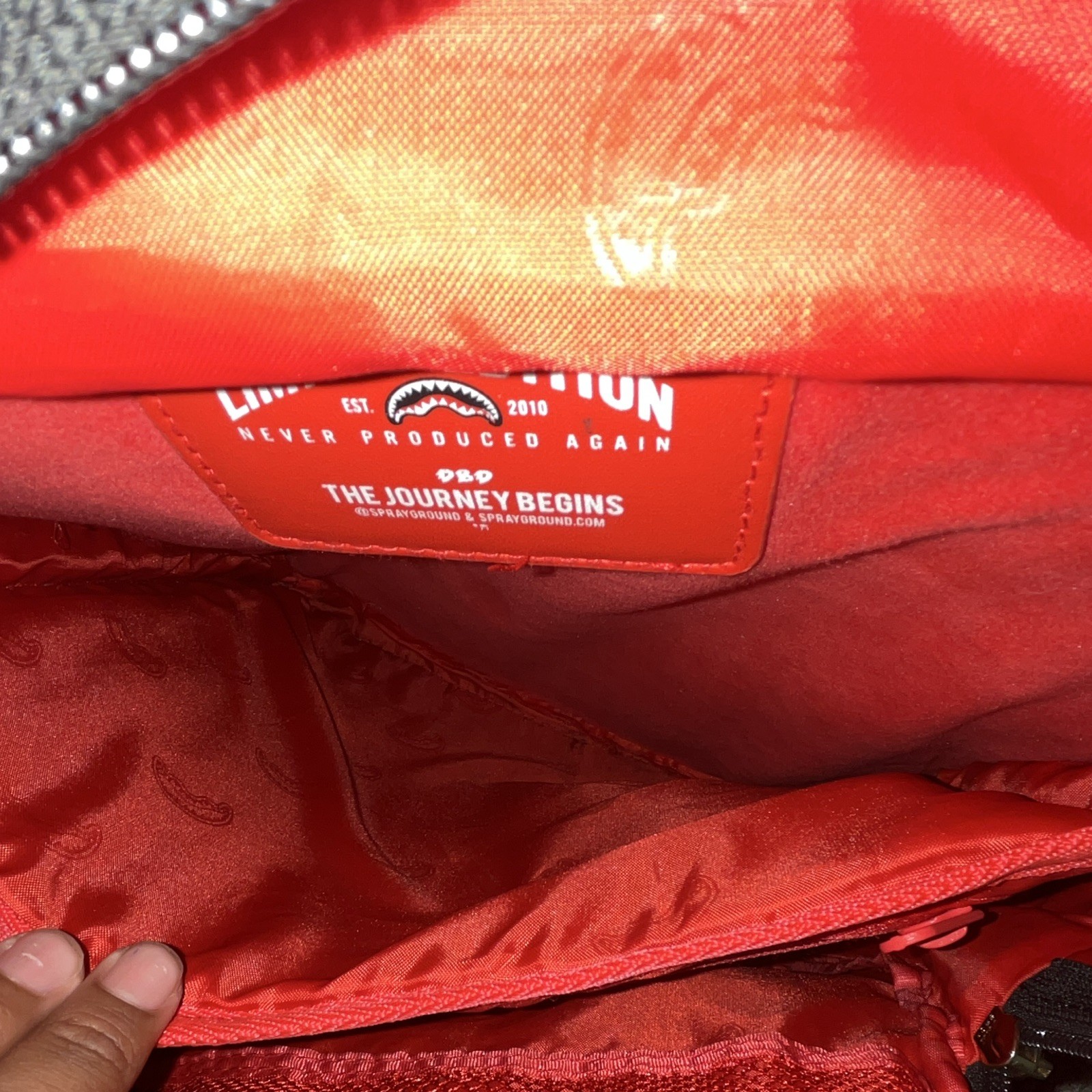 Sprayground Limited Edition Black Quilted Tiger Backpack Red Lining Zip Large
